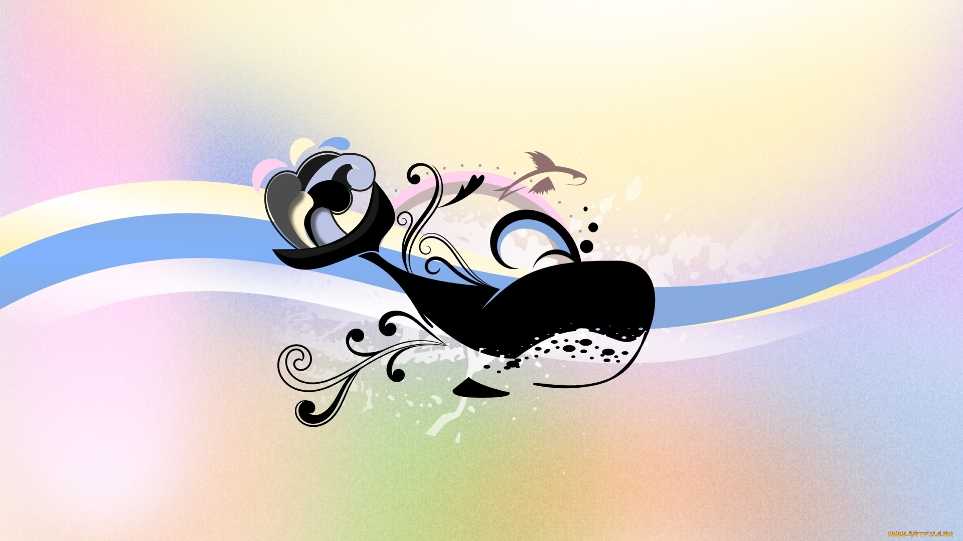 векторная, графика, животные, , animals, кит