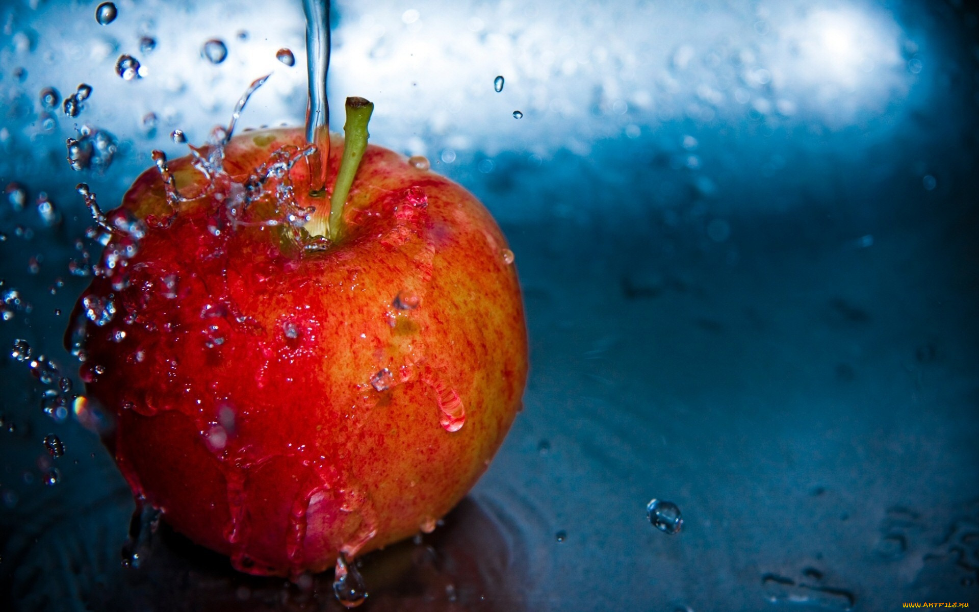 еда, Яблоки, капли, вода, яблоко