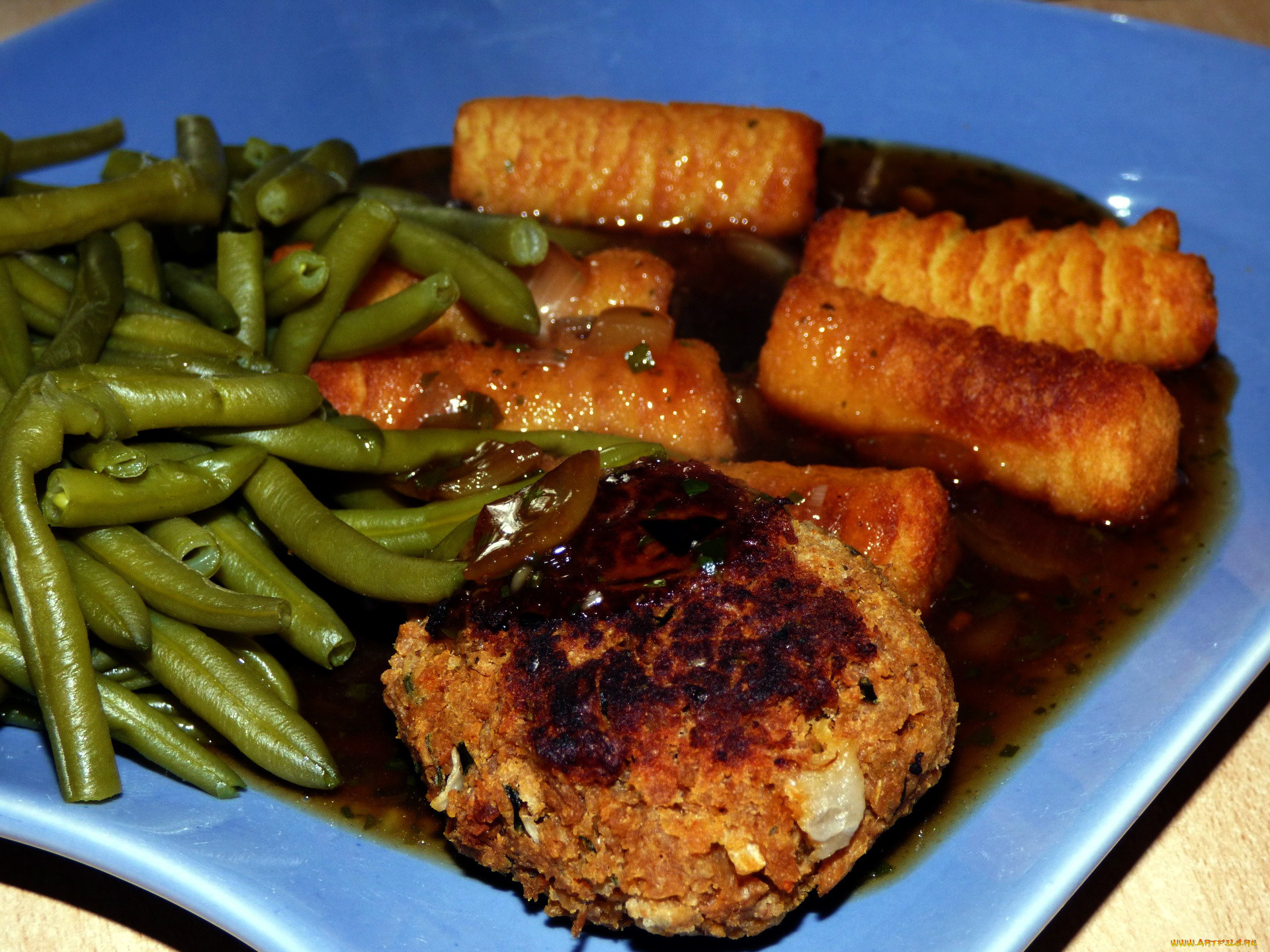 еда, мясные, блюда, котлета, фасоль