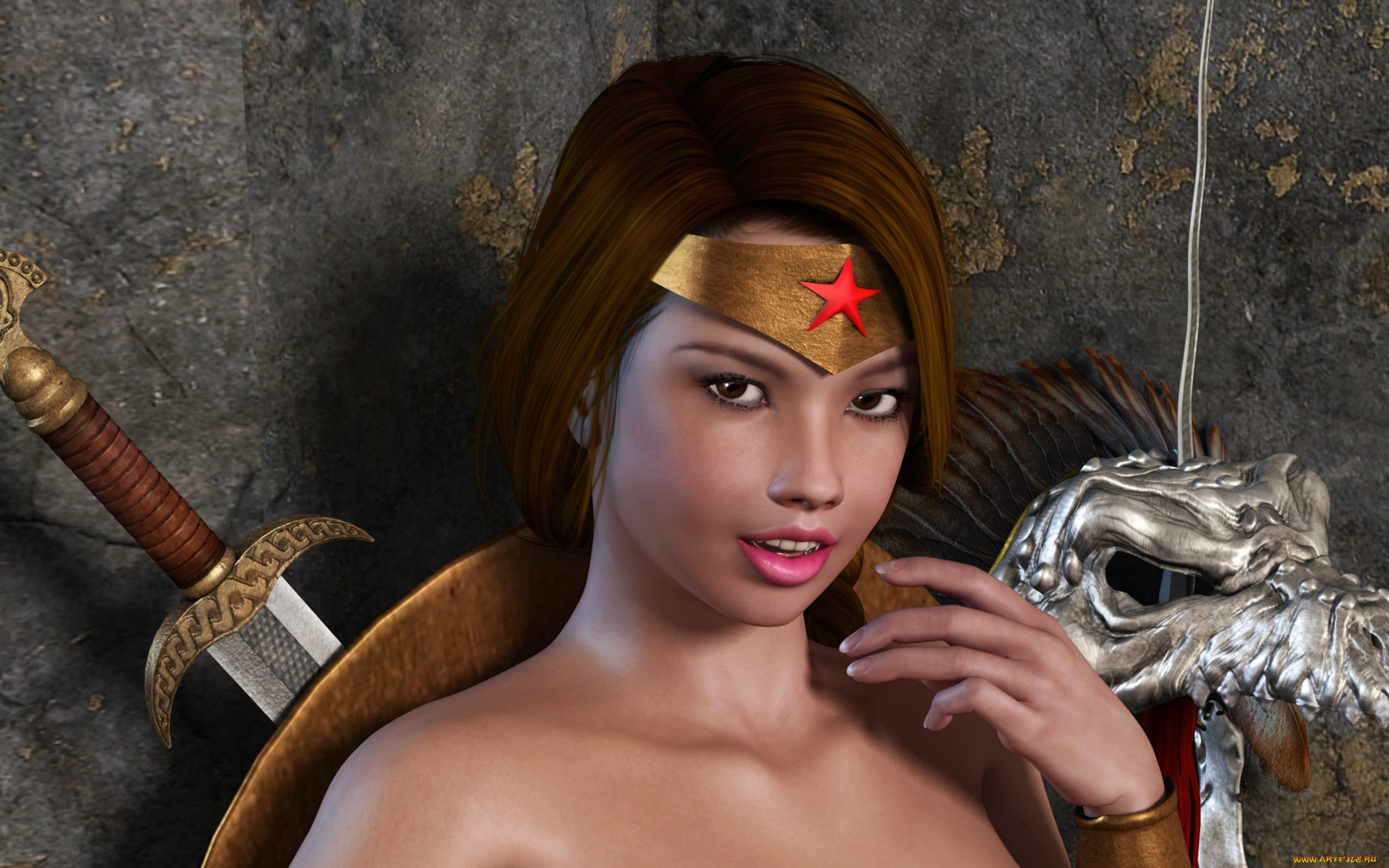 3д, графика, фантазия, , fantasy, фон, взгляд, девушка