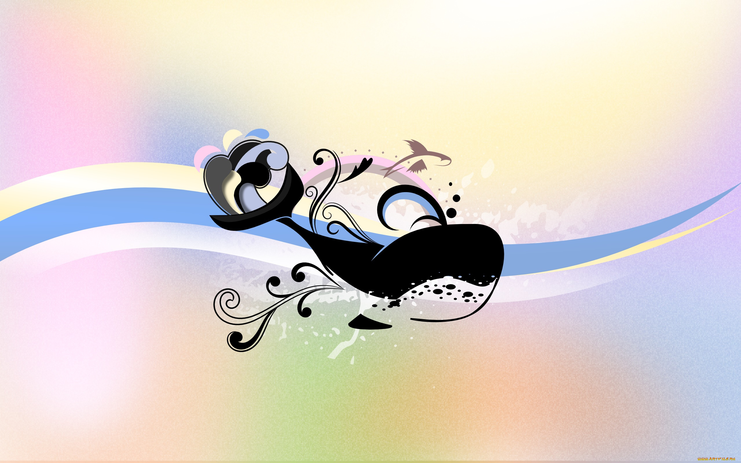 векторная, графика, животные, , animals, кит