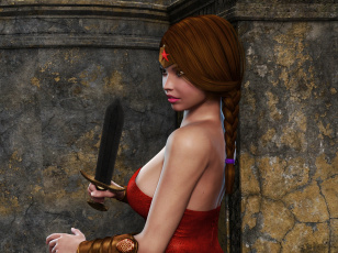 Картинка 3д+графика фантазия+ fantasy девушка взгляд фон