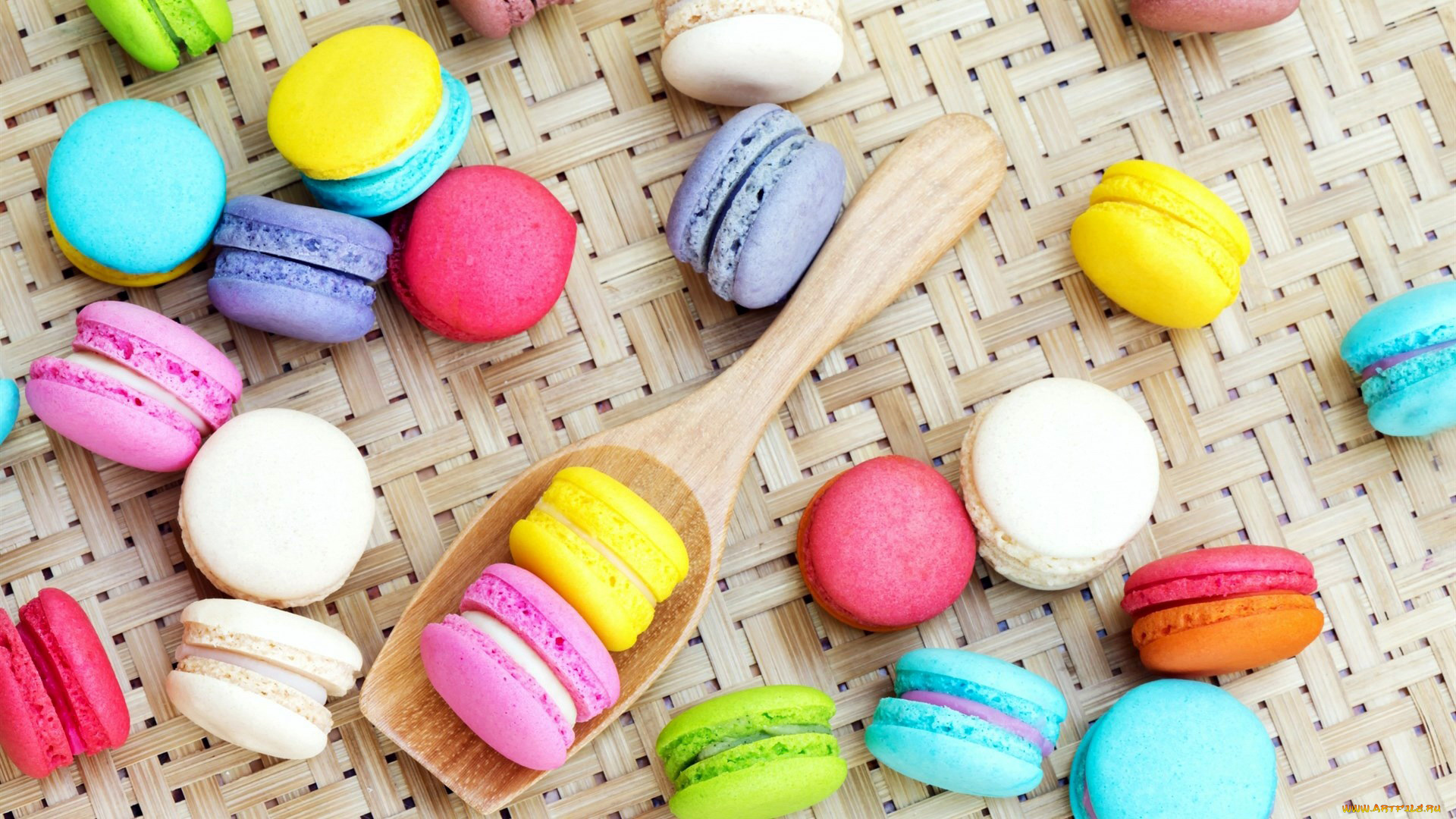 еда, макаруны, ассорти, печенье, лакомство