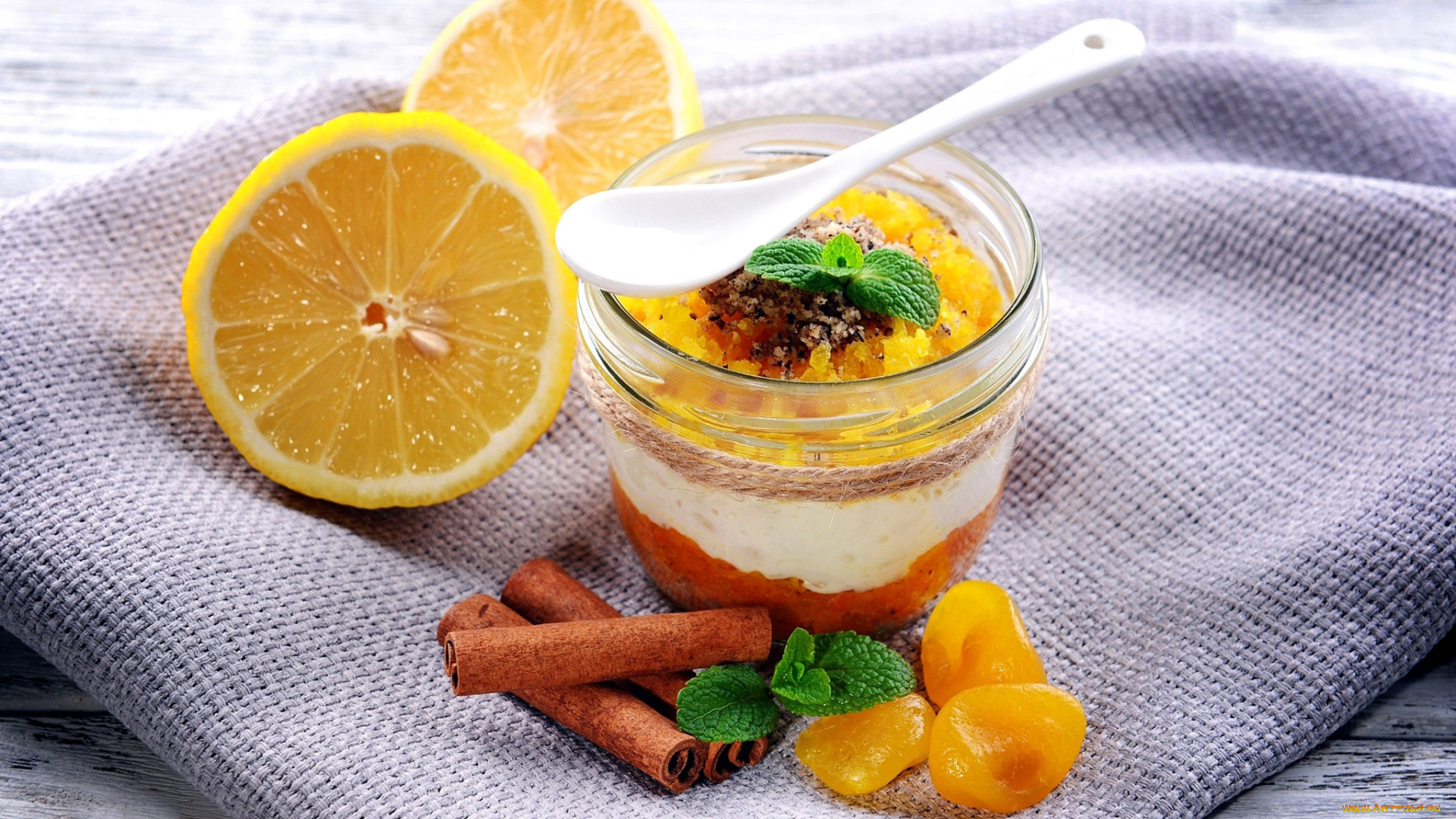 еда, мороженое, , десерты, корица, курага, апельсин, мята, десерт