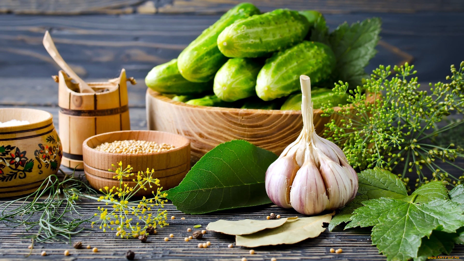 еда, огурцы, укроп, чеснок