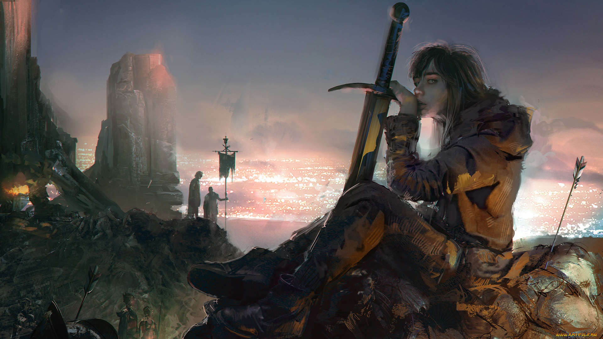 фэнтези, девушки, поле, боя, девушка, fantasy, art, klaus, wittmann