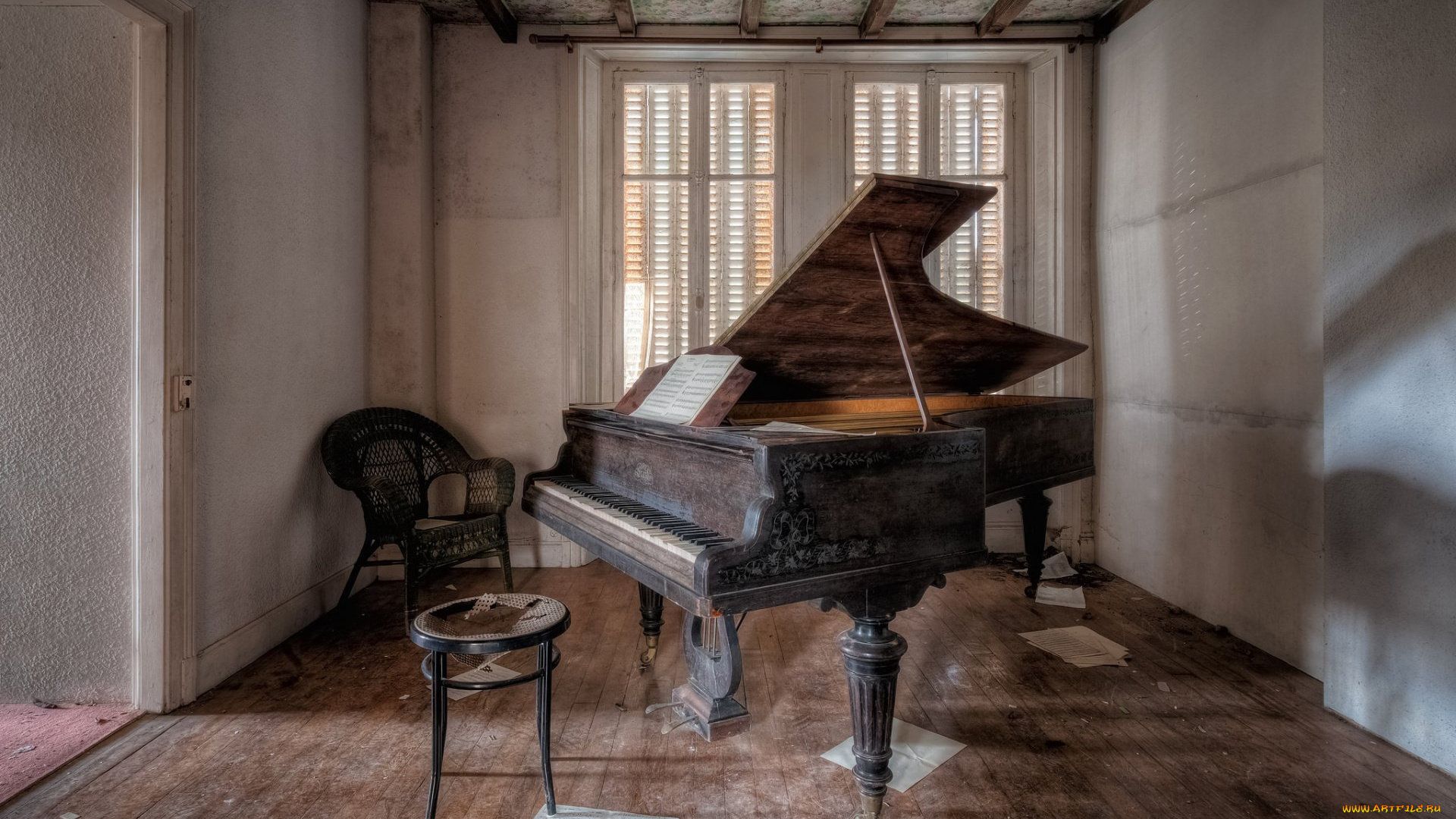 музыка, -музыкальные, инструменты, комната, фортепиано