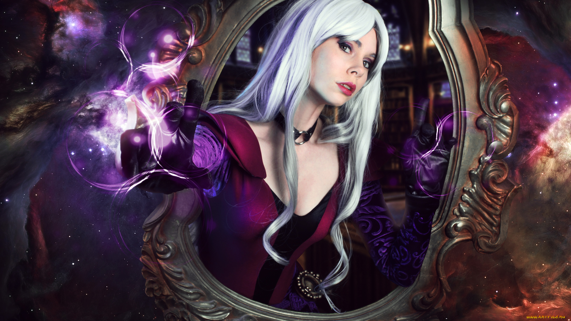 девушки, -, креатив, , косплей, девушка, фон, взгляд, рама