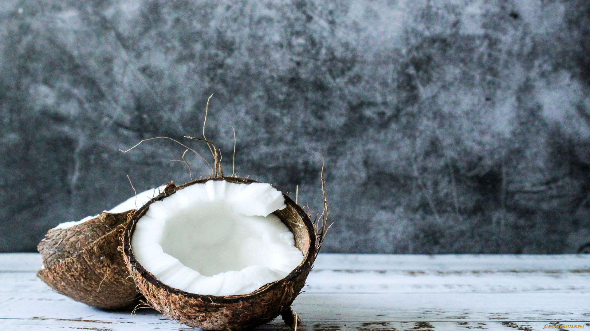 еда, кокос, половинки