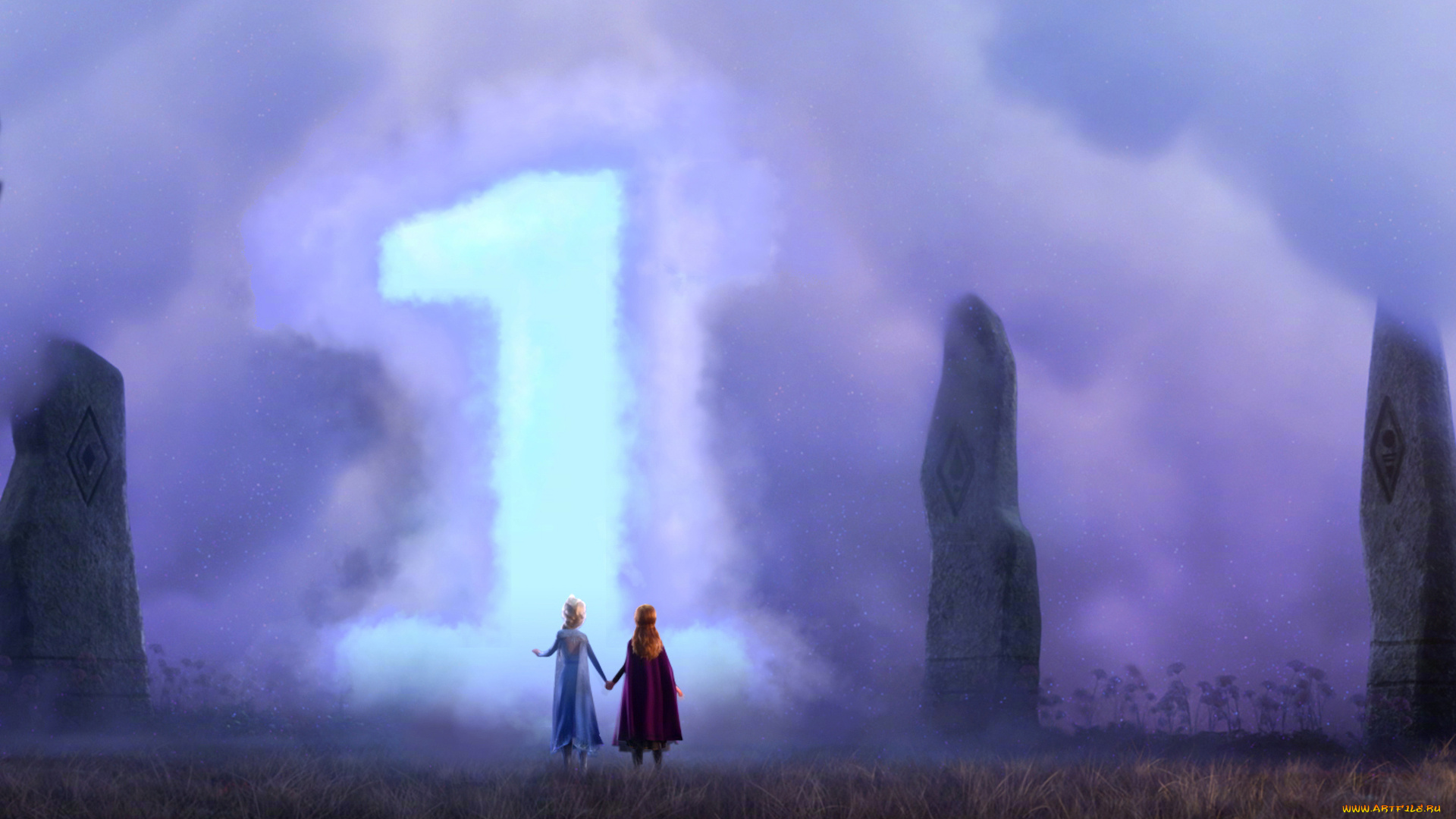 мультфильмы, frozen, ii, девушки, туман, камни