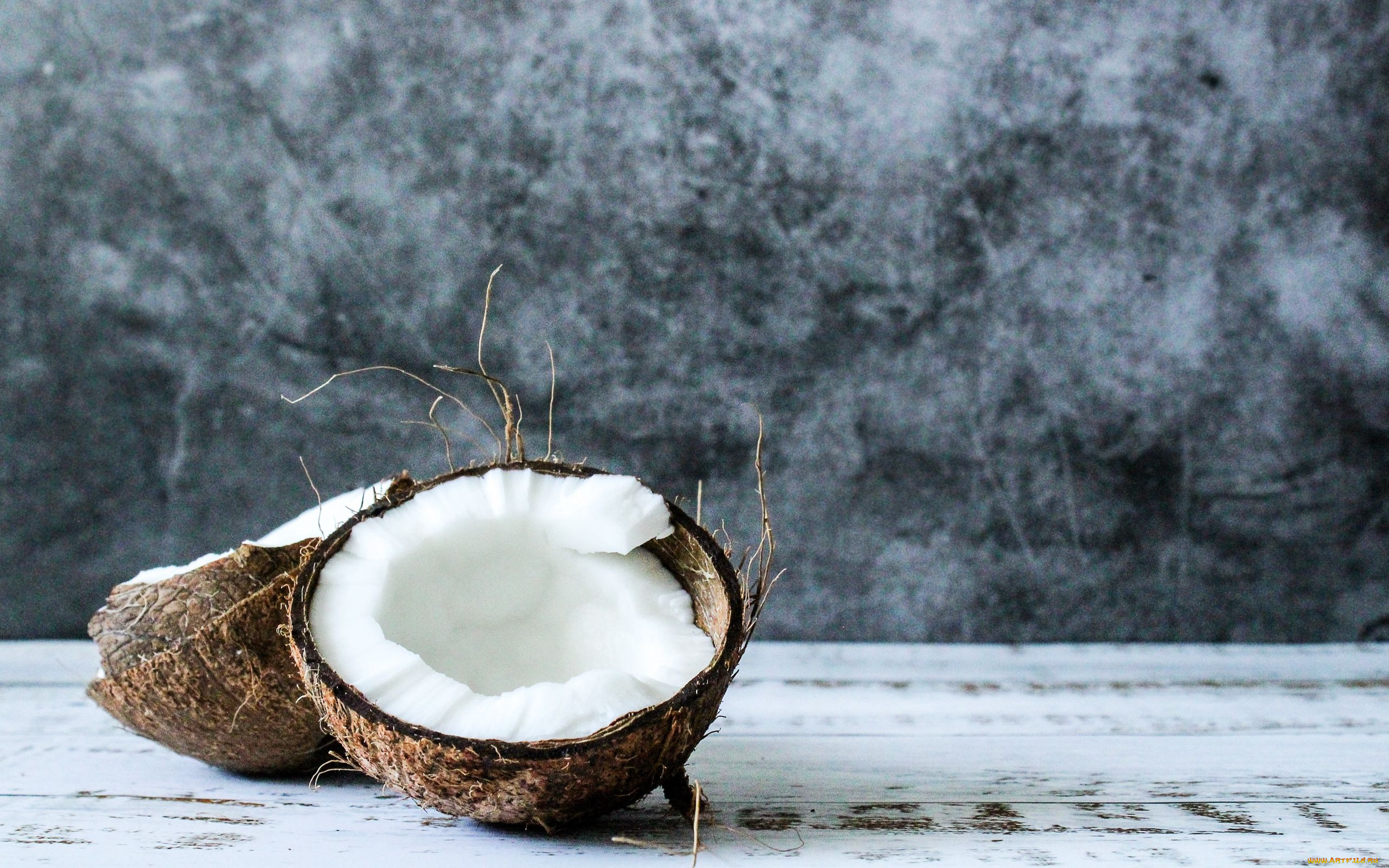 еда, кокос, половинки
