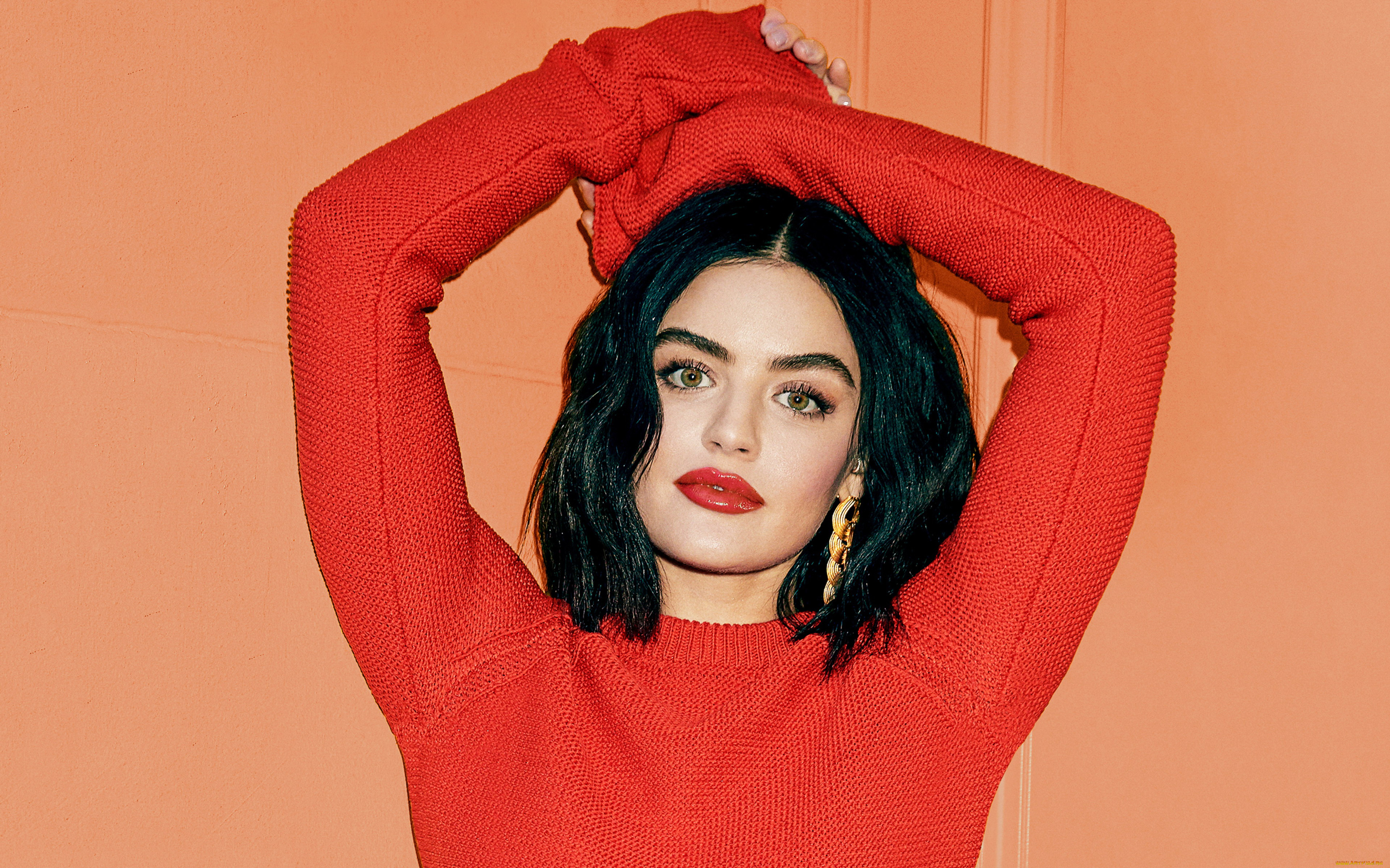 девушки, lucy, hale, брюнетка, свитер