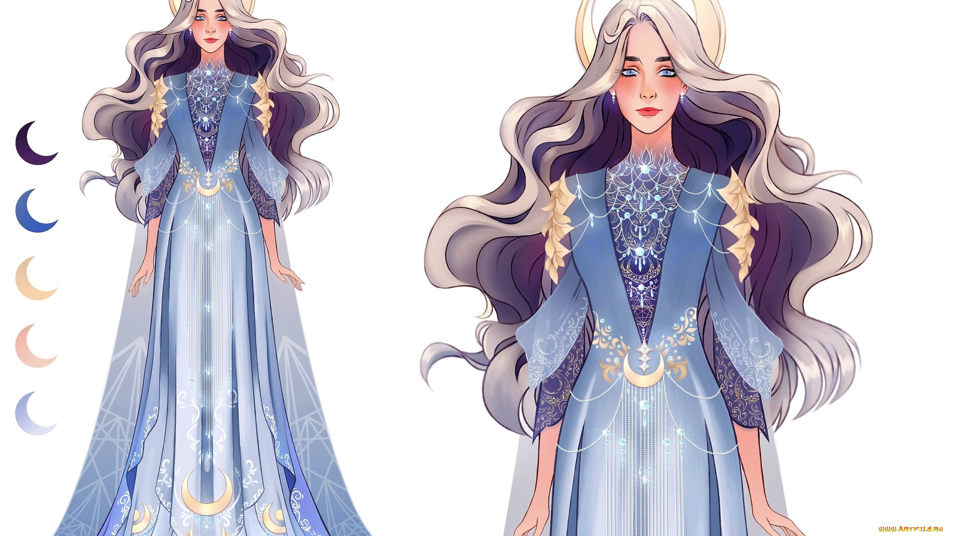 фэнтези, девушки, девушка, месяц