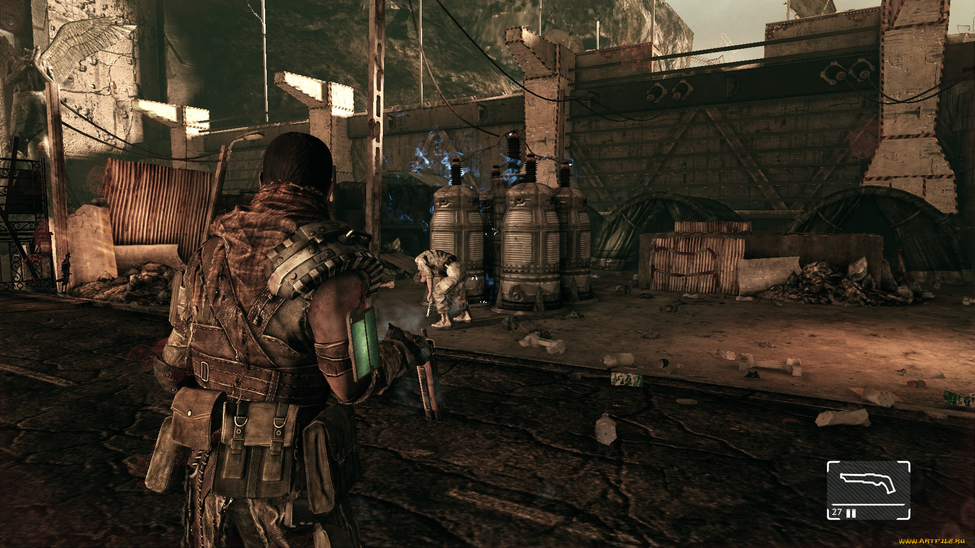 видео, игры, afterfall, , insanity, человек, оружие, монстр, стена