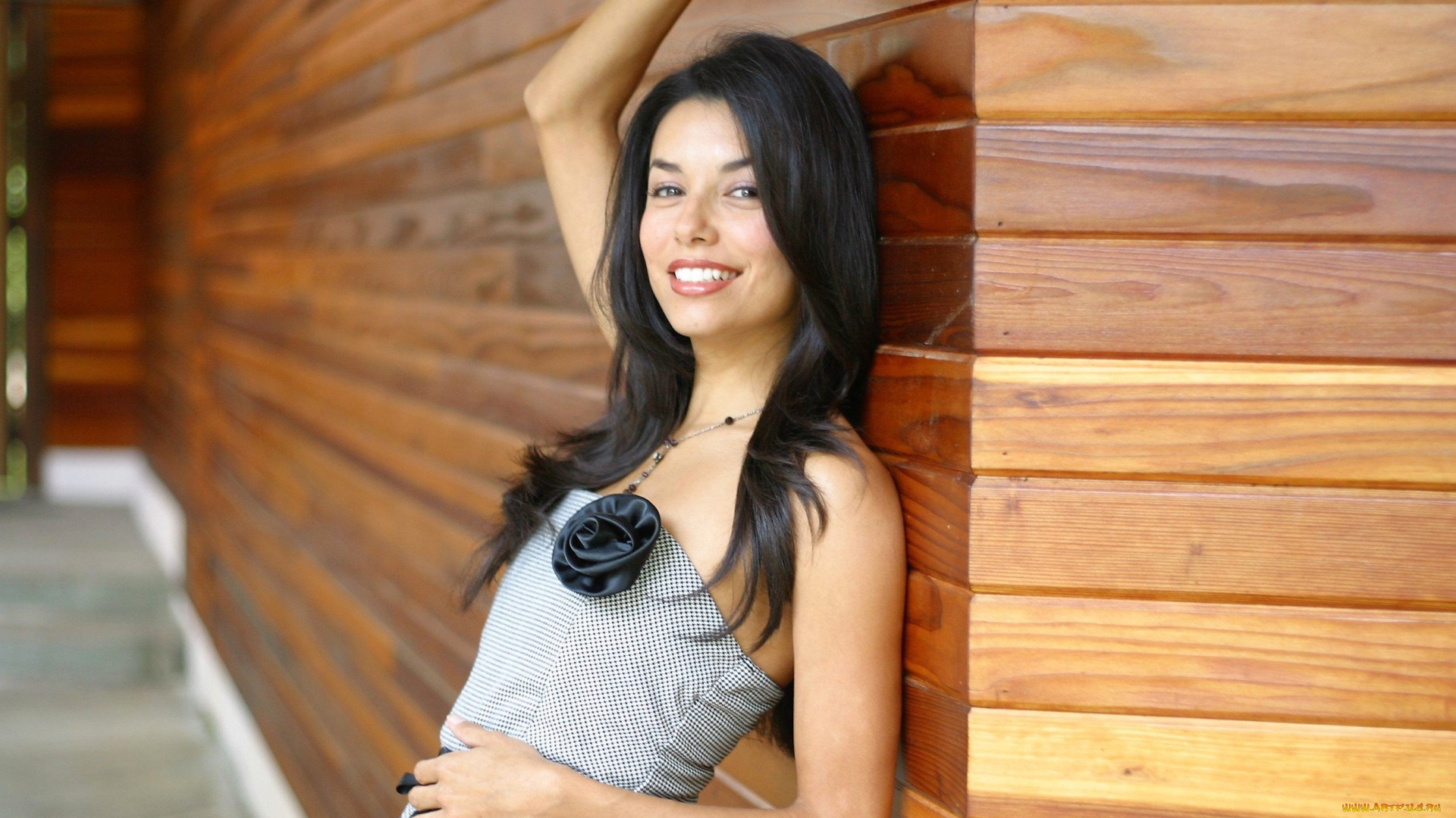 девушки, eva, longoria, брюнетка, платье, дом, стена