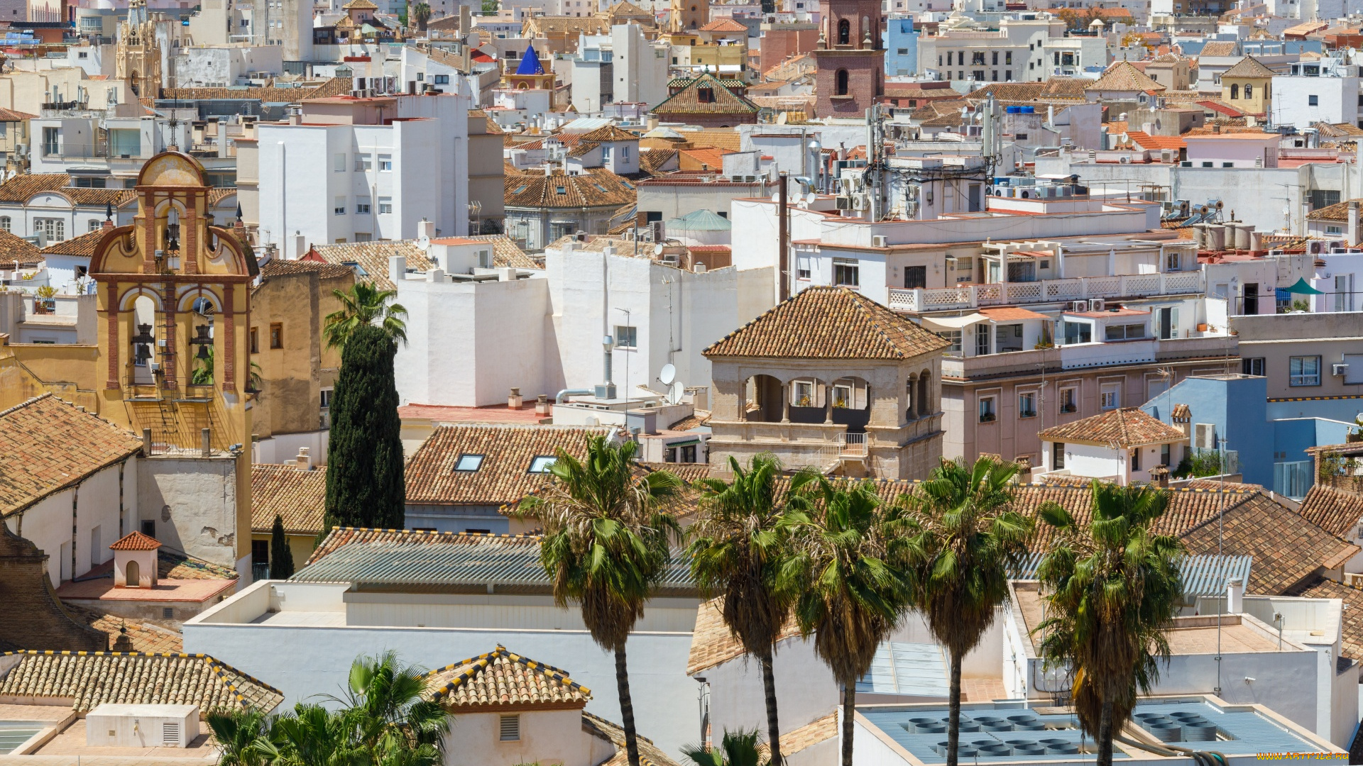 города, малага, , испания, панорама