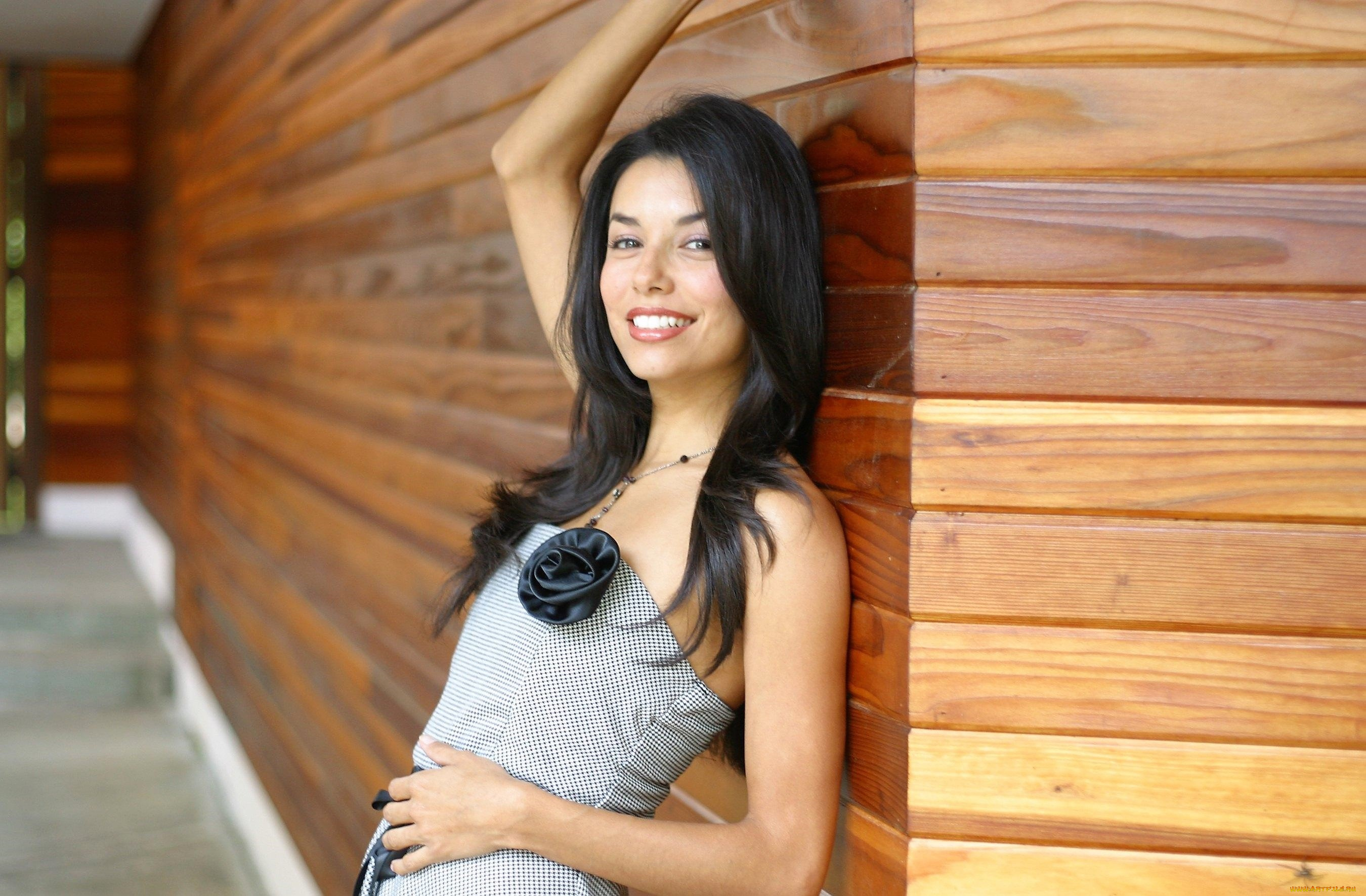 девушки, eva, longoria, брюнетка, платье, дом, стена