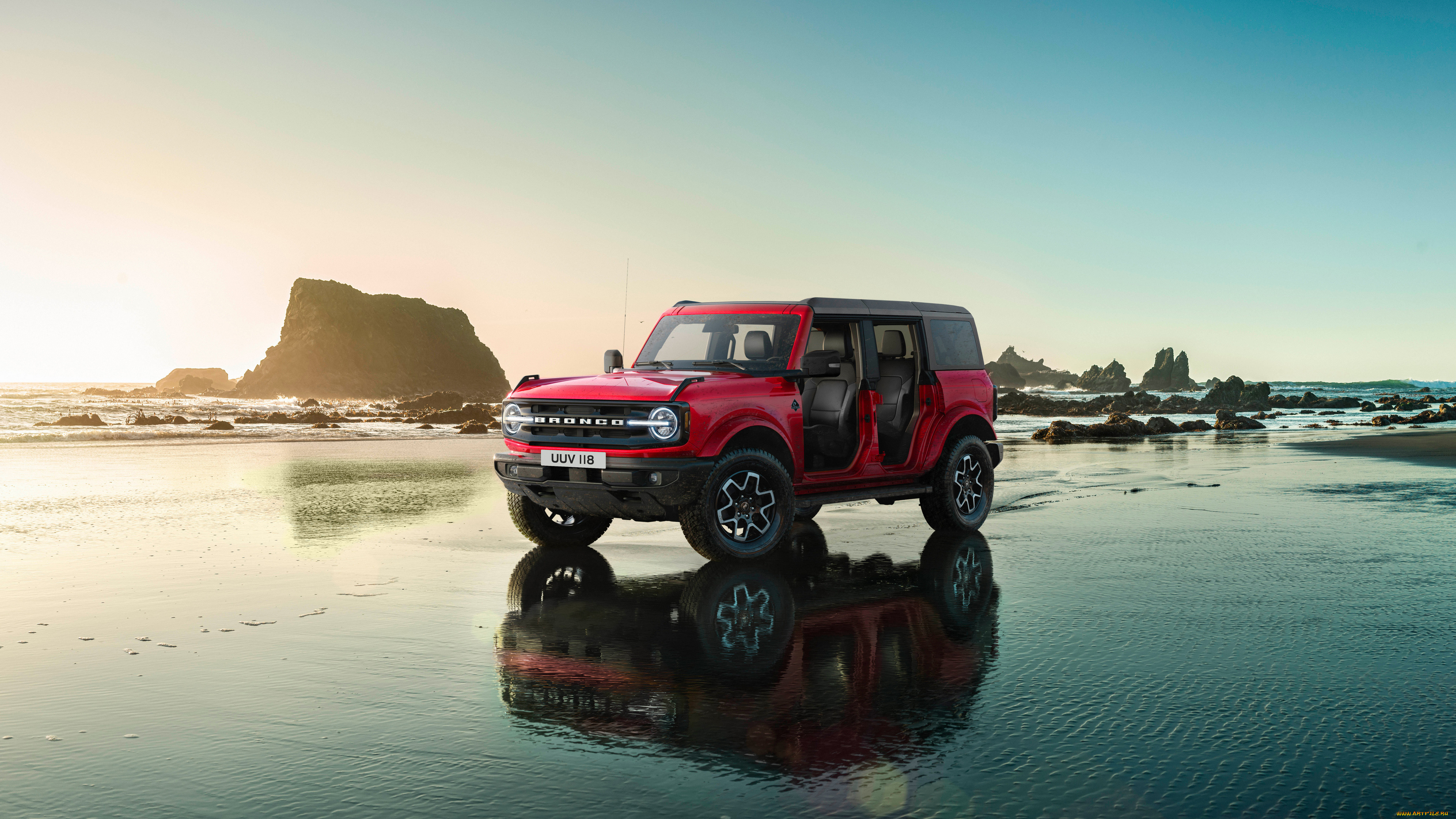 ford, bronco, 4-door, outer, banks, 2022, автомобили, ford, bronco, 4door, outer, banks, джип, форд, побережье, красный