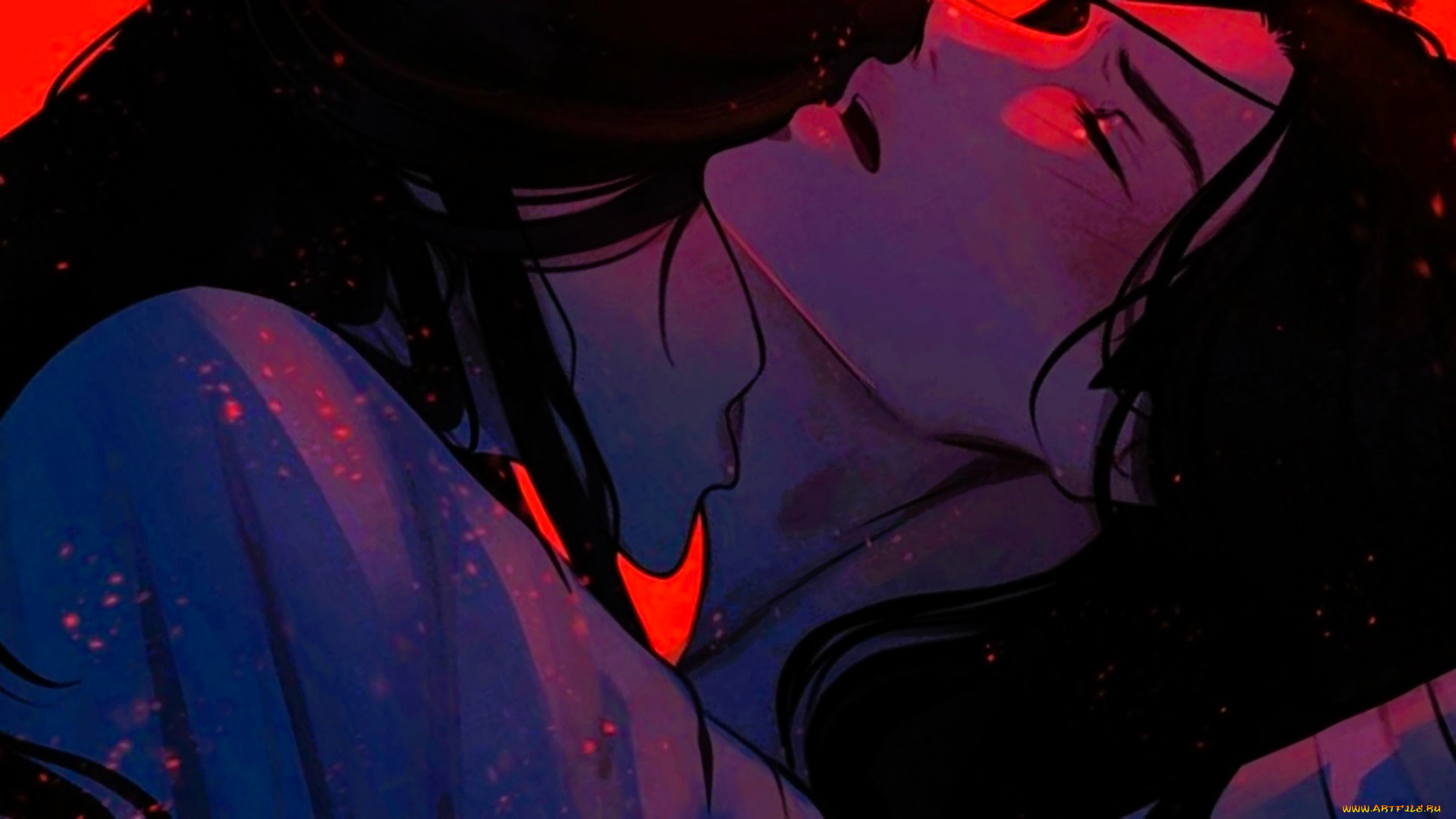 аниме, tian, guan, ci, fu, хуа, чэн, се, лянь, поцелуй