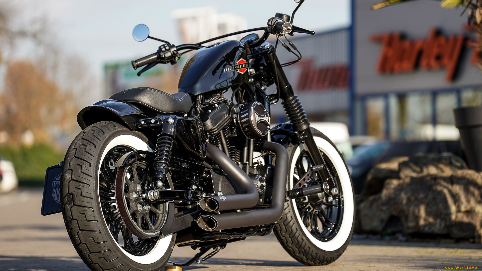 харлей, мотоциклы, harley-davidson, мотоцикл, байк, чёрный, thunderbike, customs