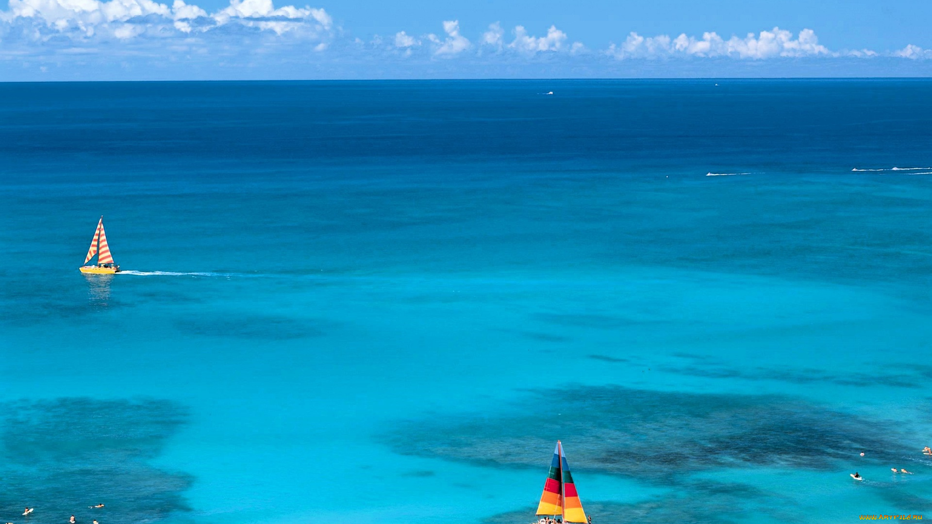 корабли, яхты, море, небо, облака