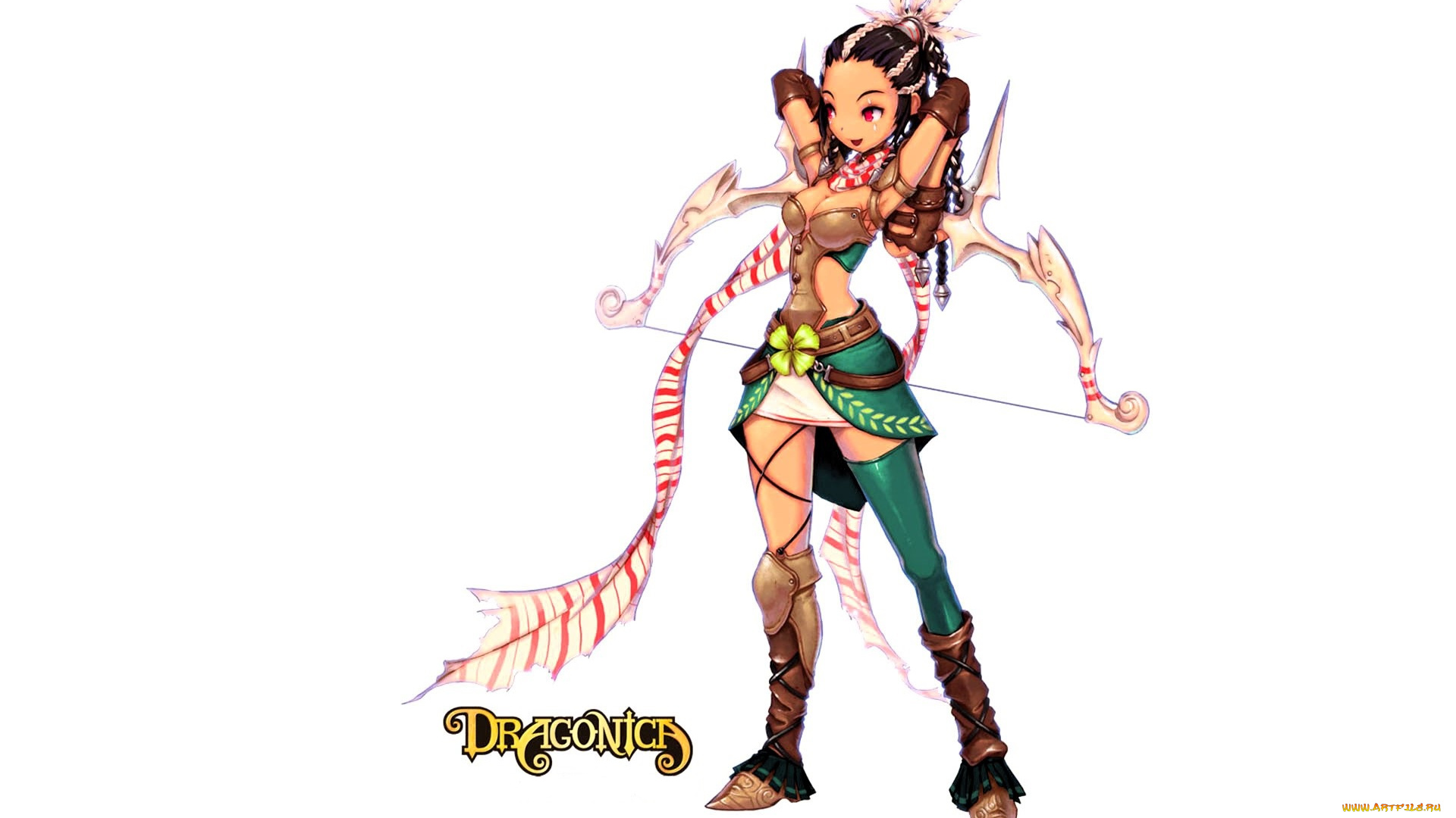 видео, игры, dragonica, девушка, наряд, шарф, лук