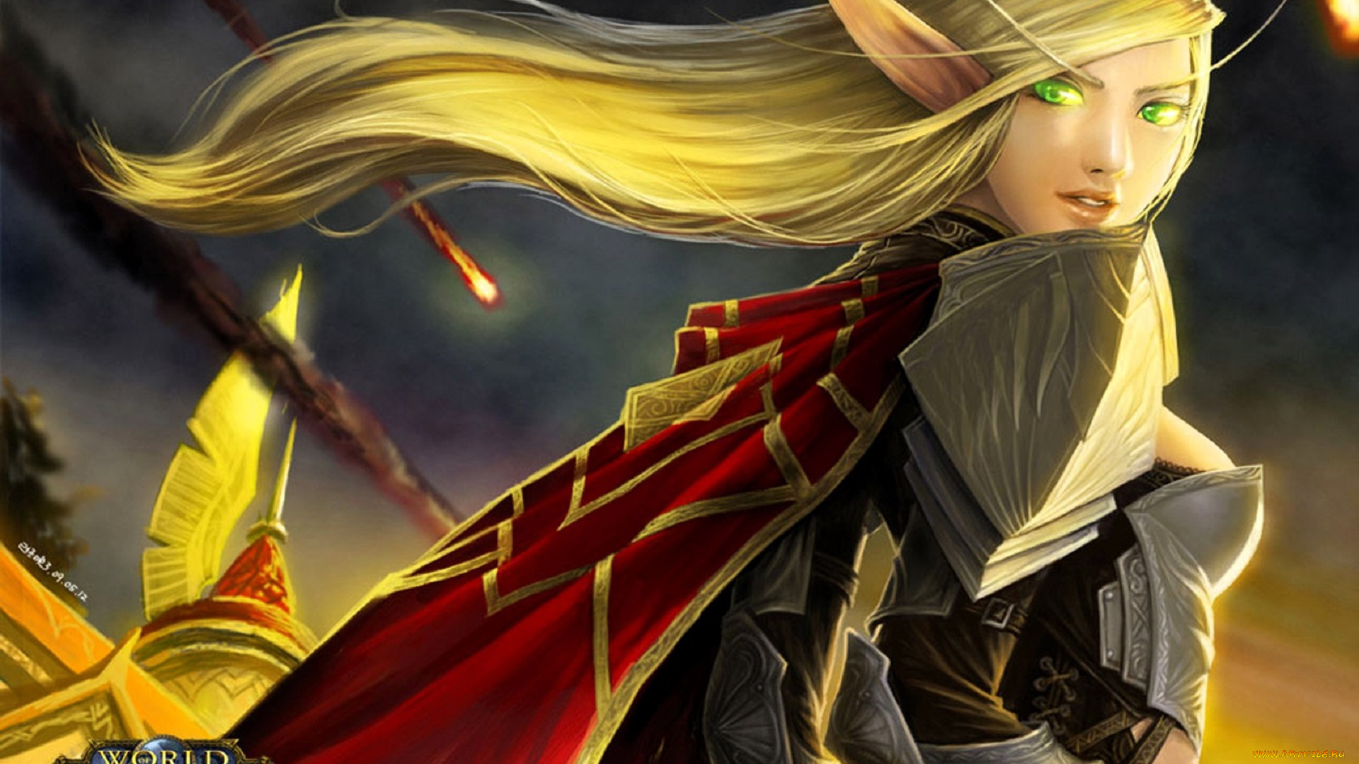 видео, игры, world, of, warcraft, девушка, эльфийка, снаряды