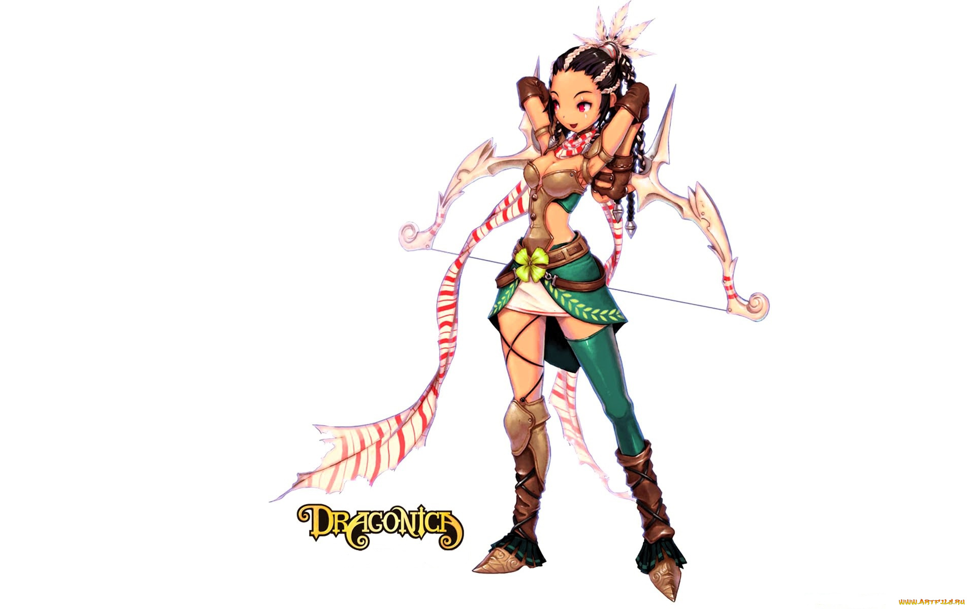 видео, игры, dragonica, девушка, наряд, шарф, лук