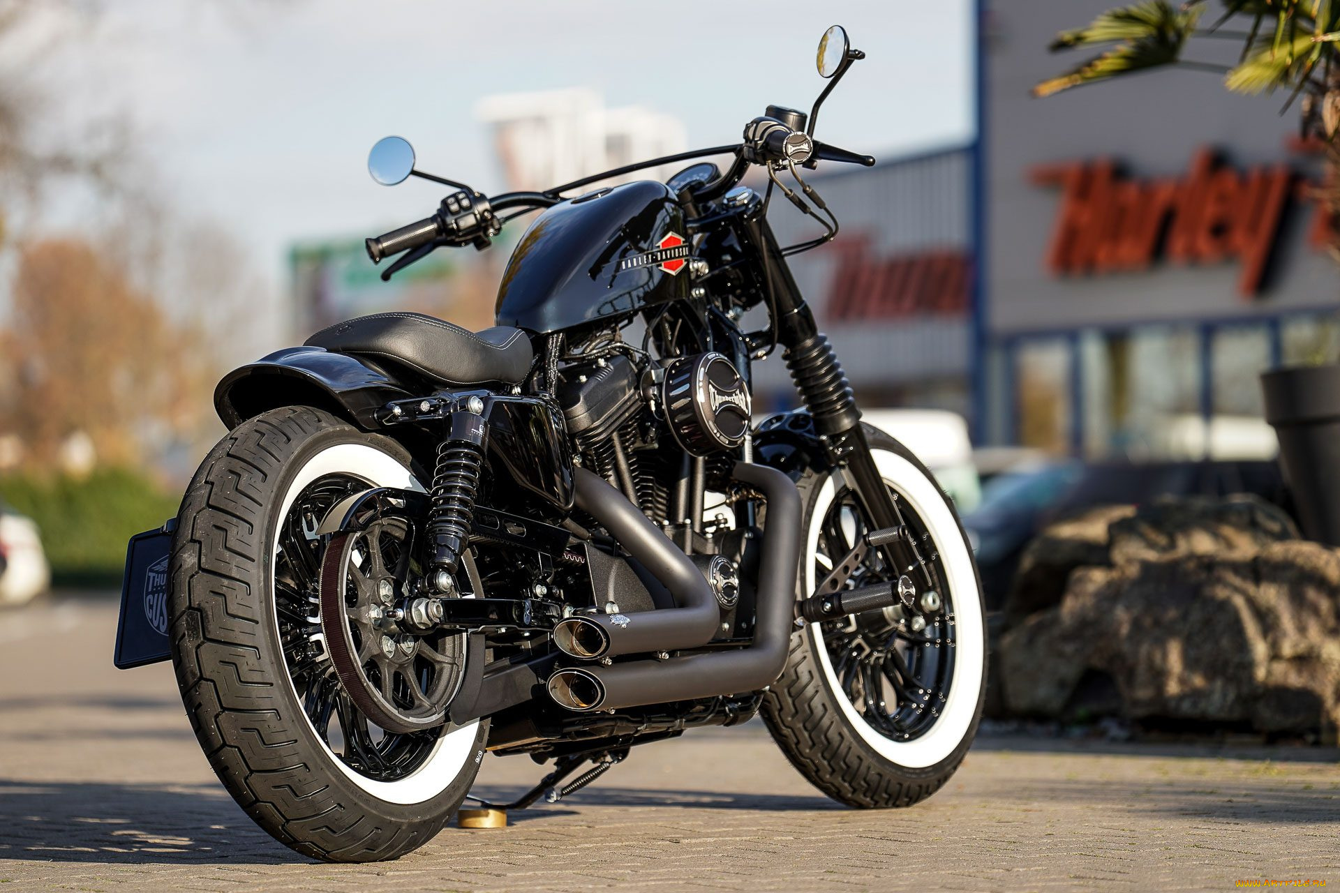 харлей, мотоциклы, harley-davidson, мотоцикл, байк, чёрный, thunderbike, customs