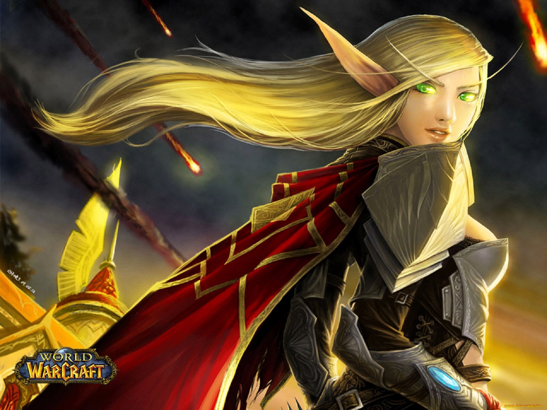 видео, игры, world, of, warcraft, девушка, эльфийка, снаряды