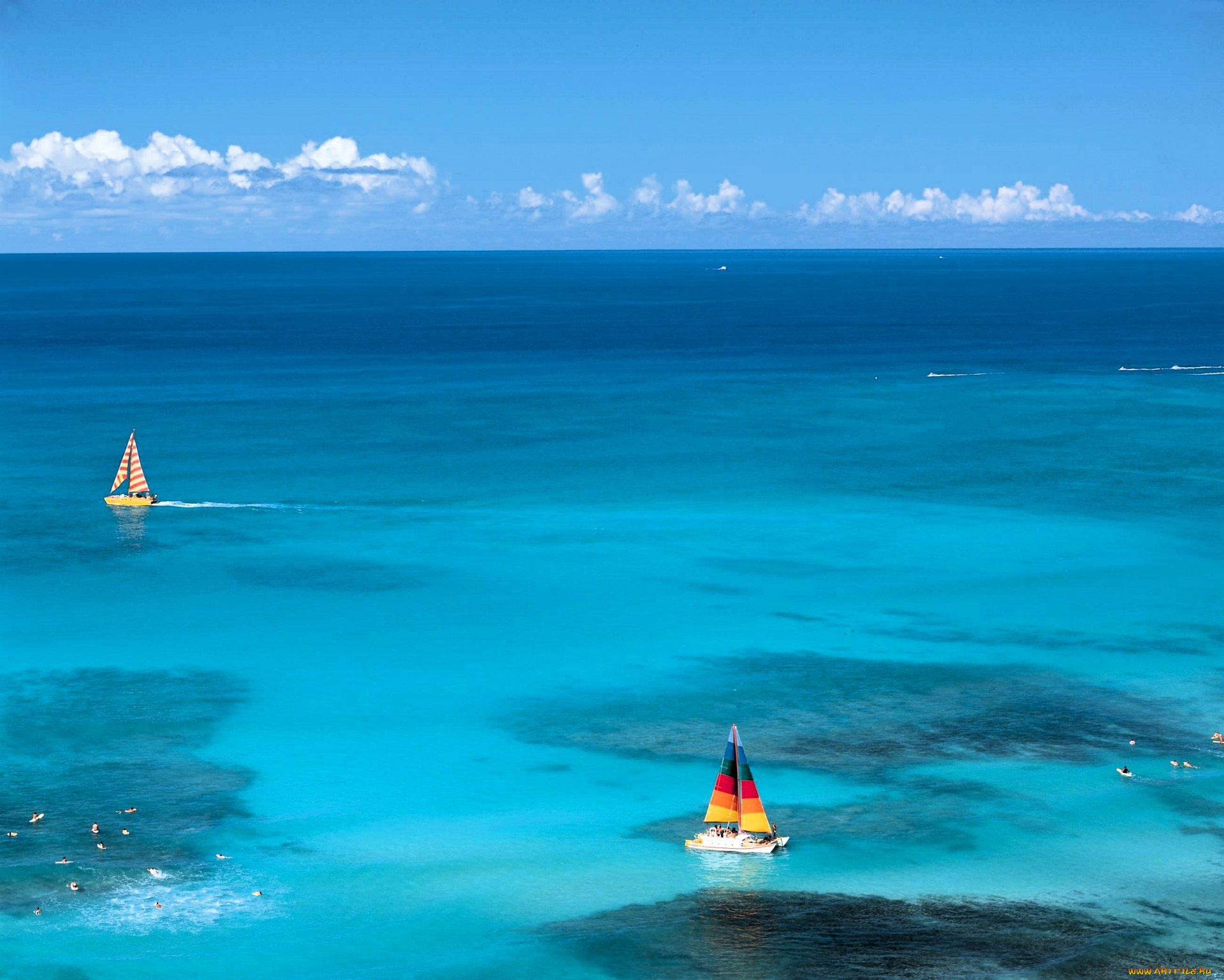 корабли, яхты, море, небо, облака