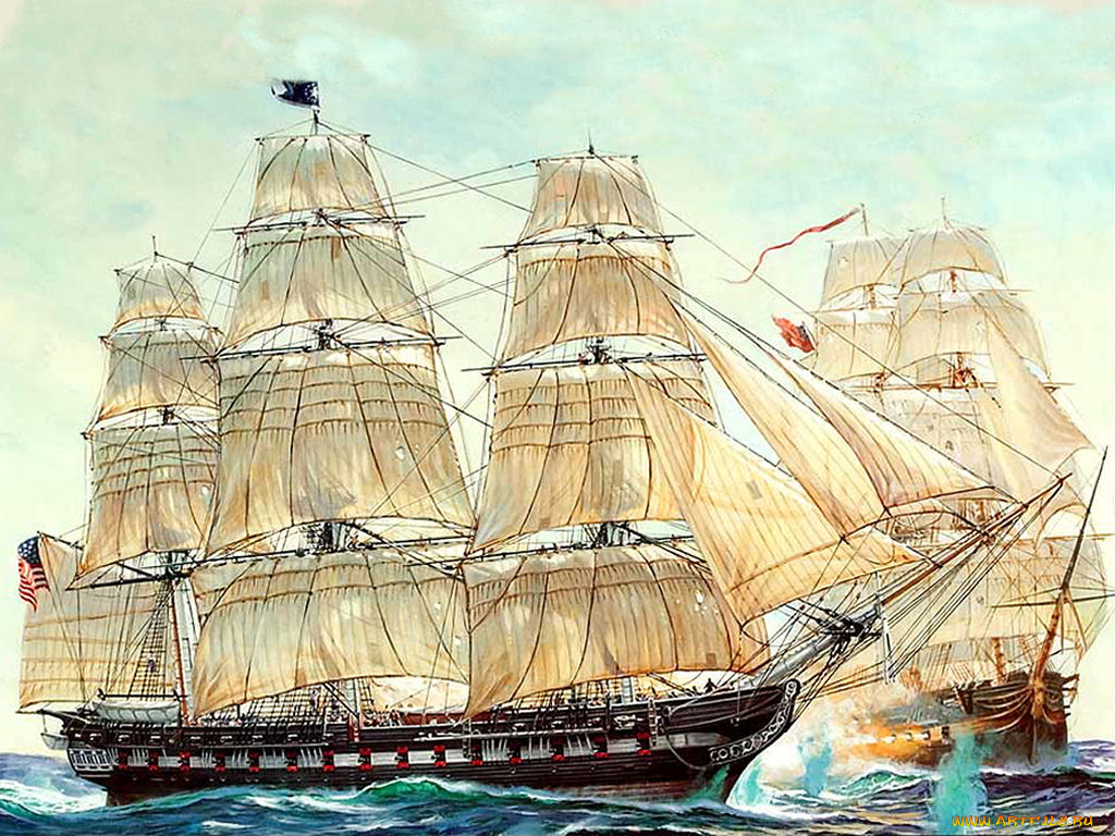 корабли, рисованные