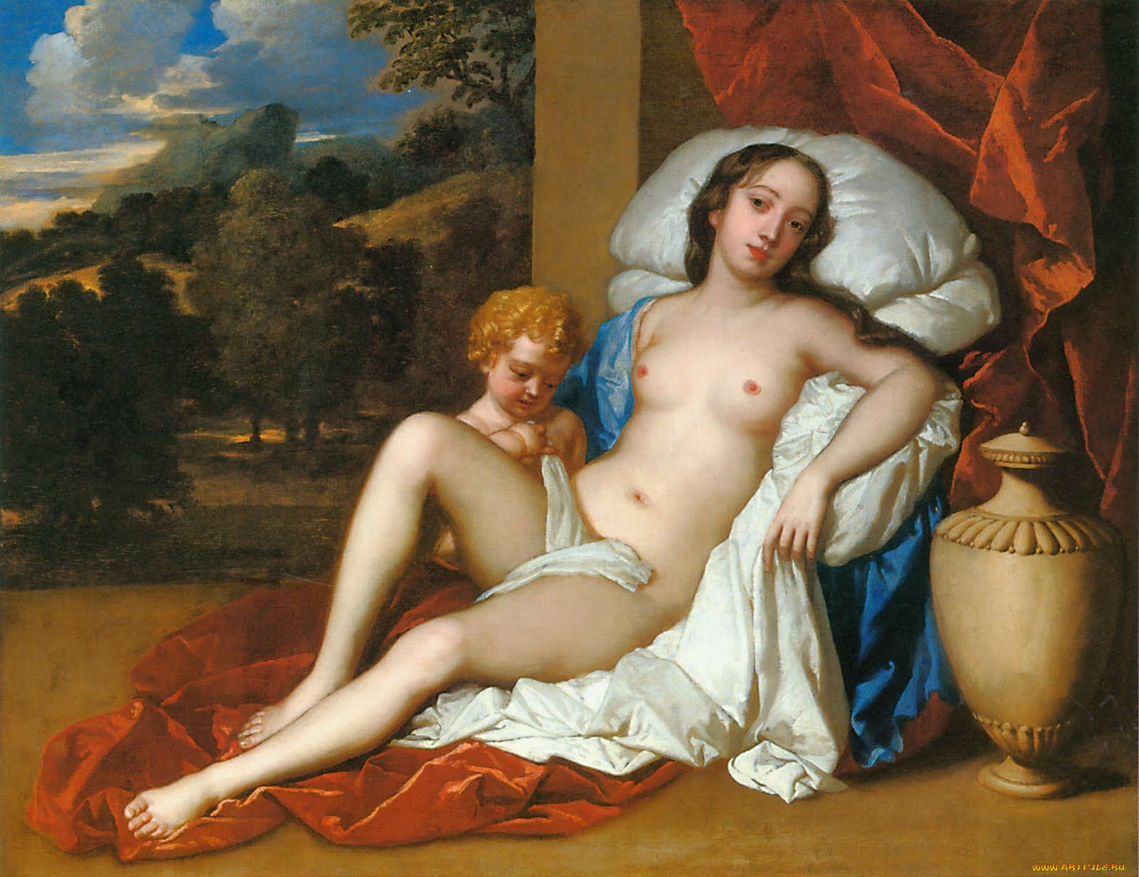 venus, and, cupid, sir, peter, lely, рисованные, венера