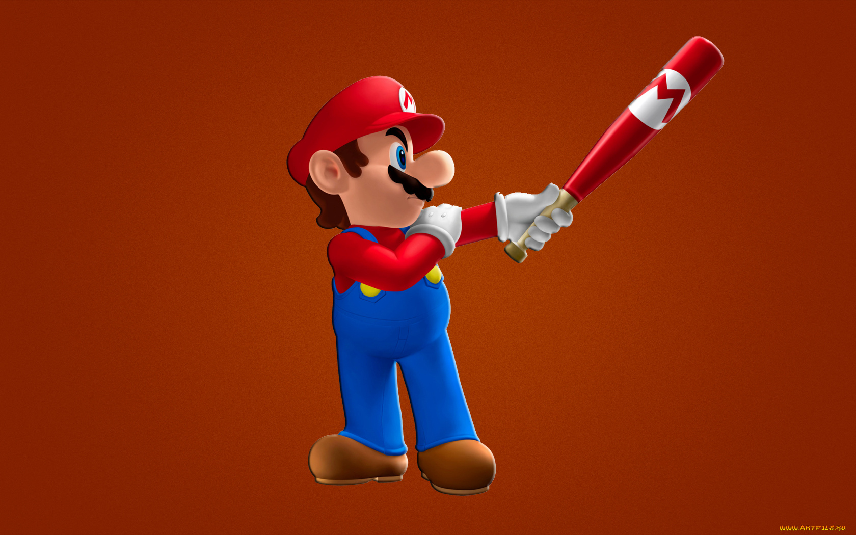 марио, видео, игры, mario, superstar, baseball, бита, красный, фон