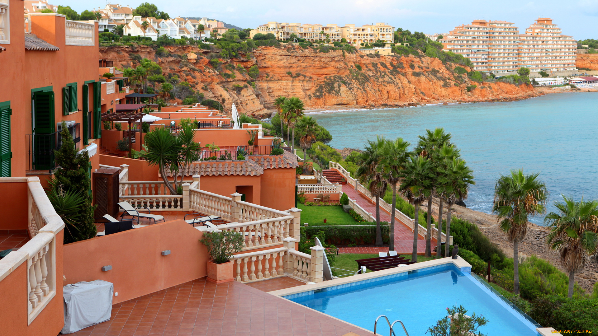 испания, балеарские, ва, mallorca, города, улицы, площади, набережные, курорт, гостиница, берег, пальмы, о-ва, море