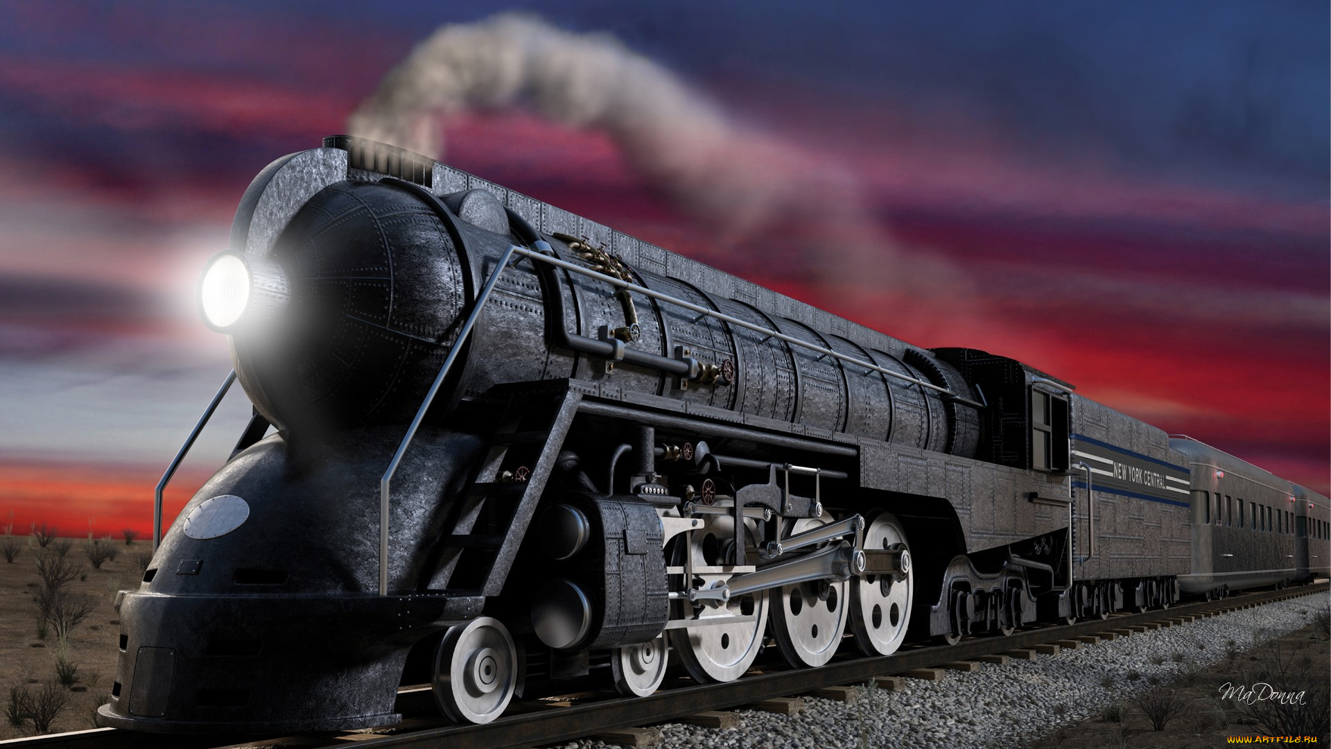 steam, engine, техника, паровозы, вечер, рельсы, паровоз, состав