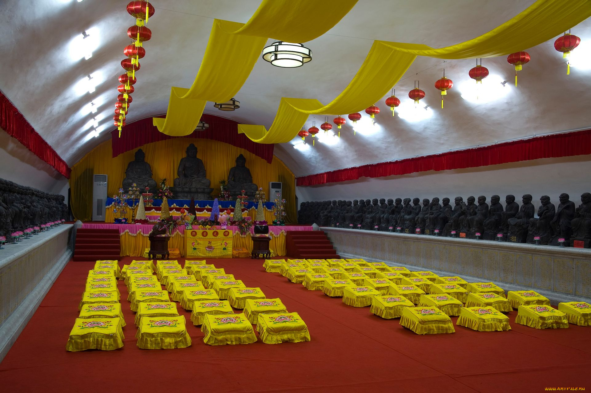 интерьер, убранство, роспись, храма, буддисткий, храм