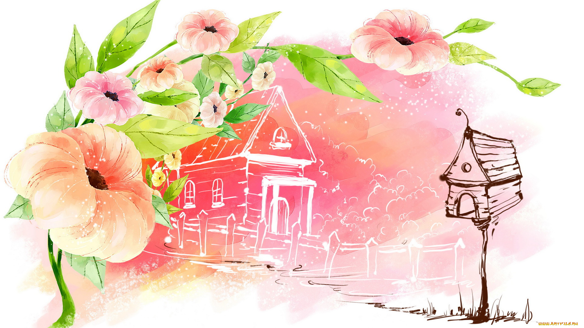 векторная, графика, цветы