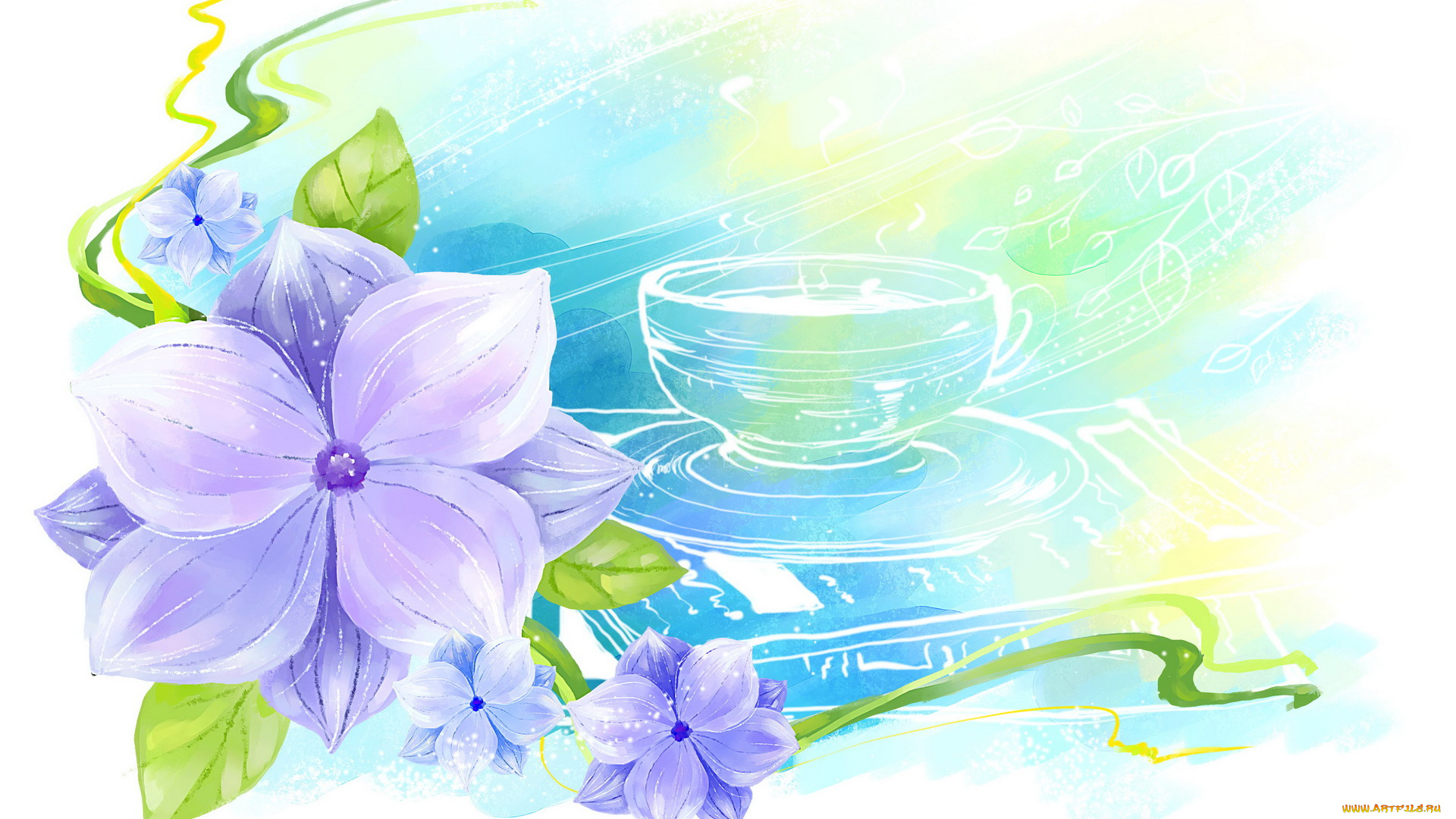 векторная, графика, цветы