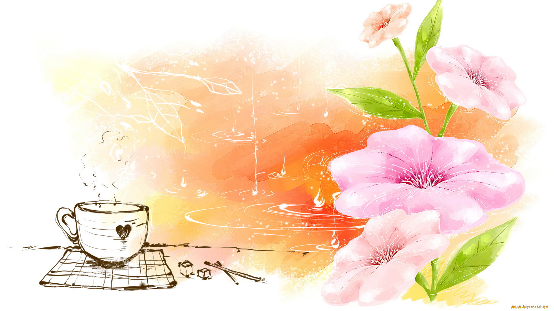 векторная, графика, цветы