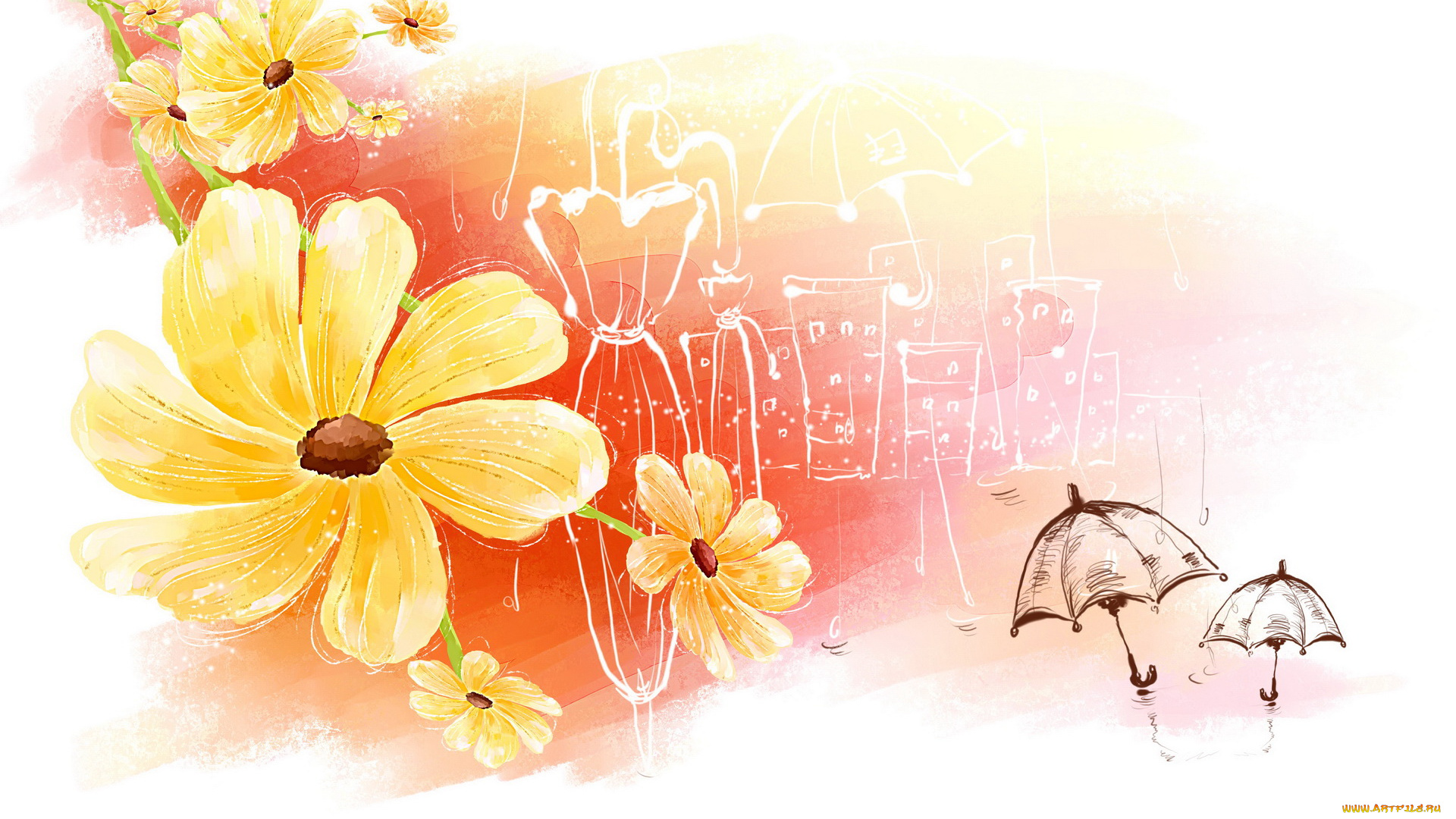 векторная, графика, цветы