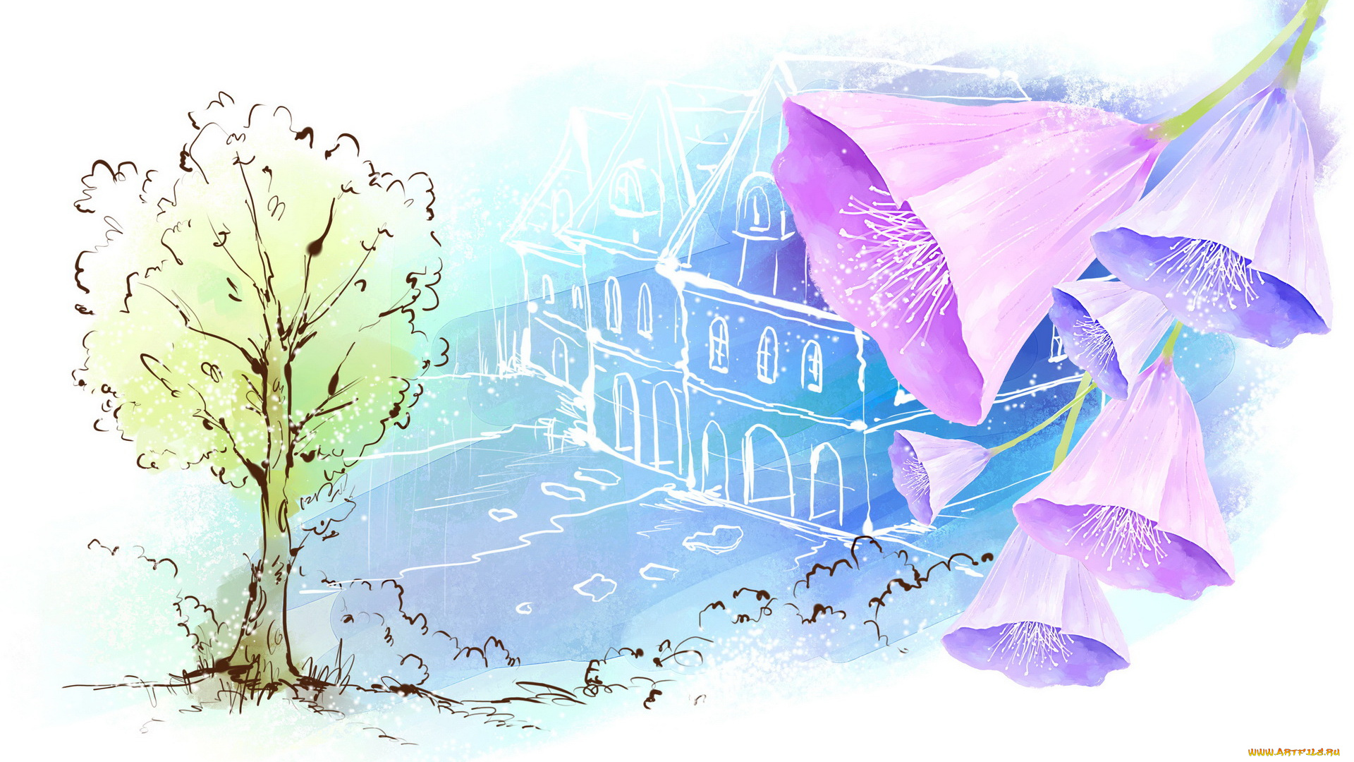 векторная, графика, цветы