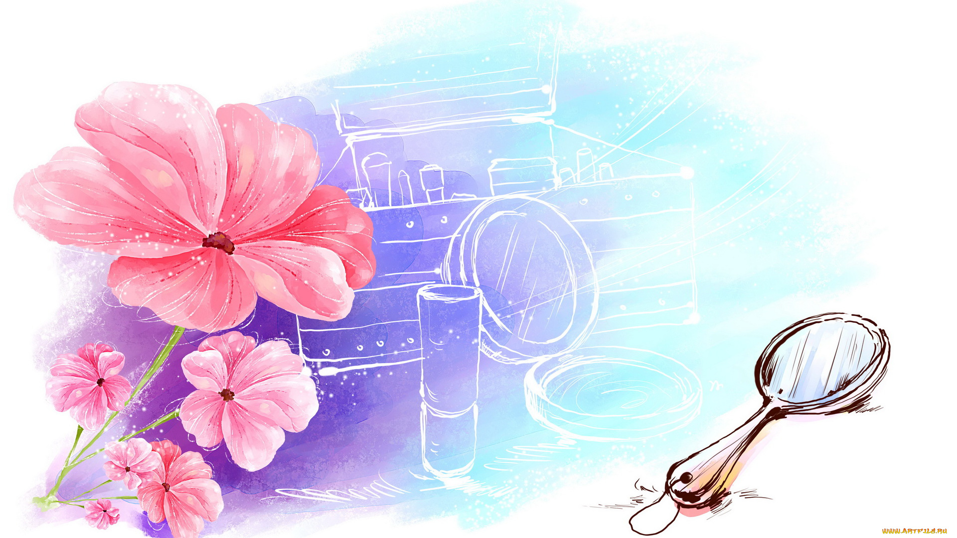 векторная, графика, цветы