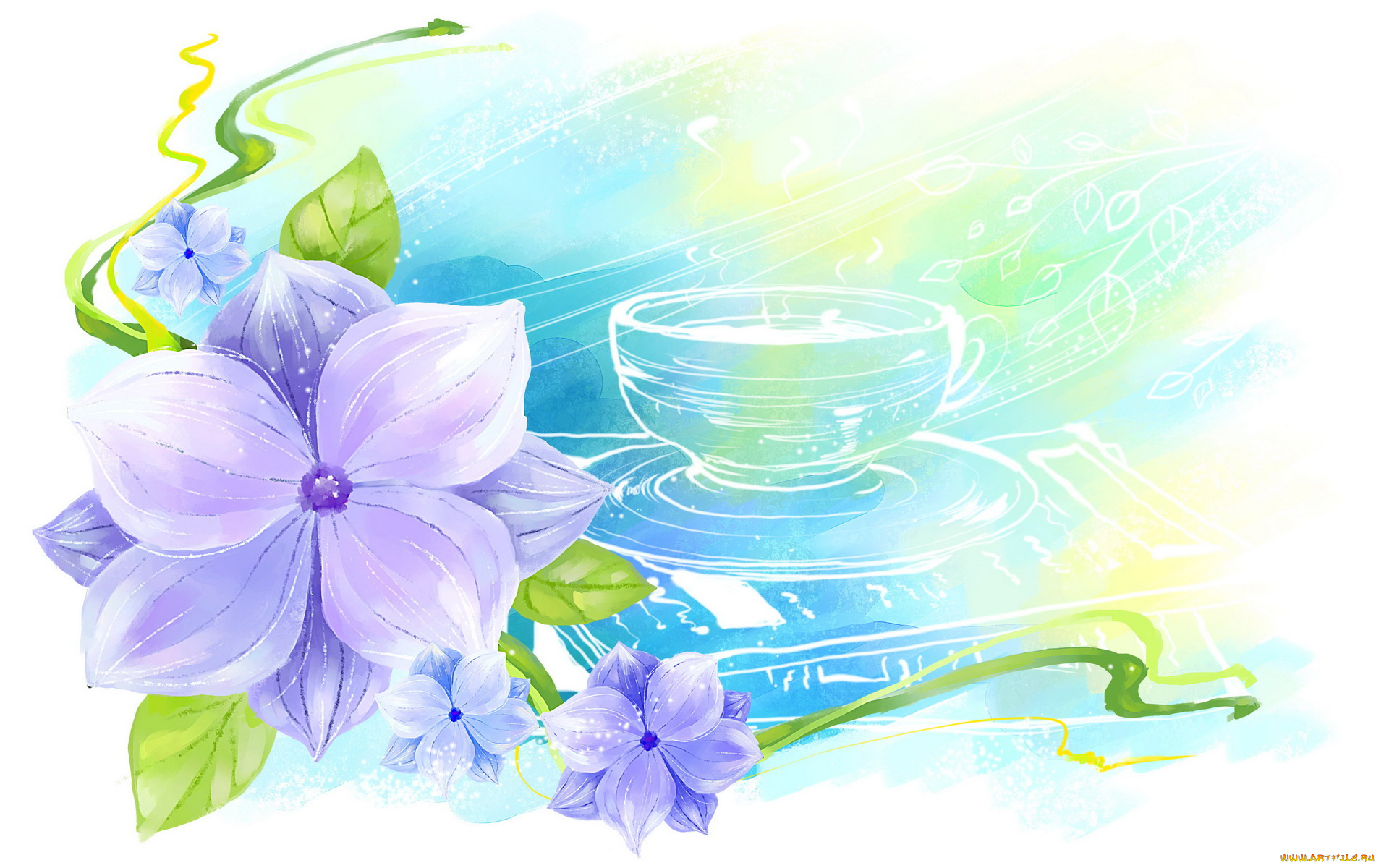 векторная, графика, цветы