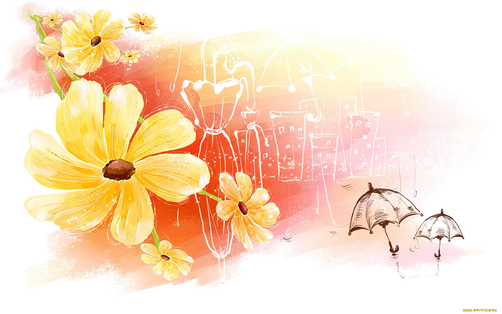 векторная, графика, цветы