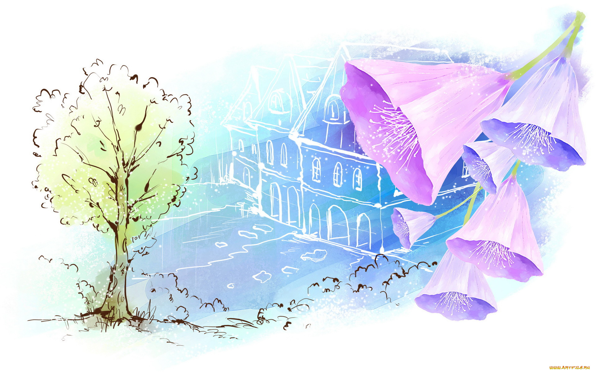 векторная, графика, цветы