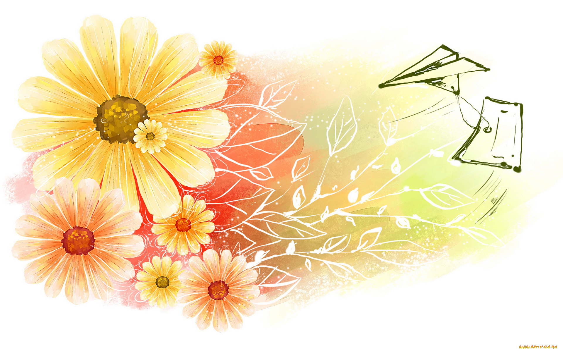 векторная, графика, цветы