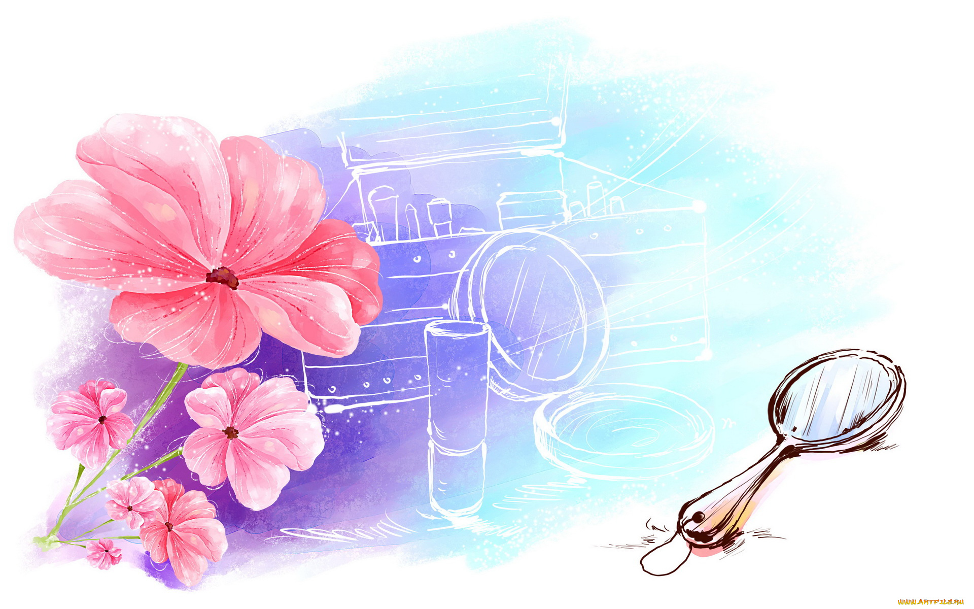 векторная, графика, цветы