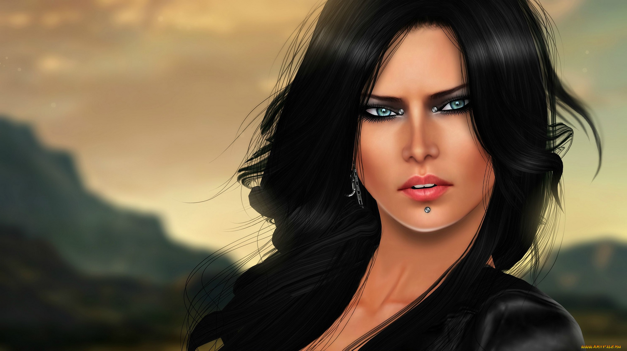 3д, графика, portraits, портрет, брюнетка