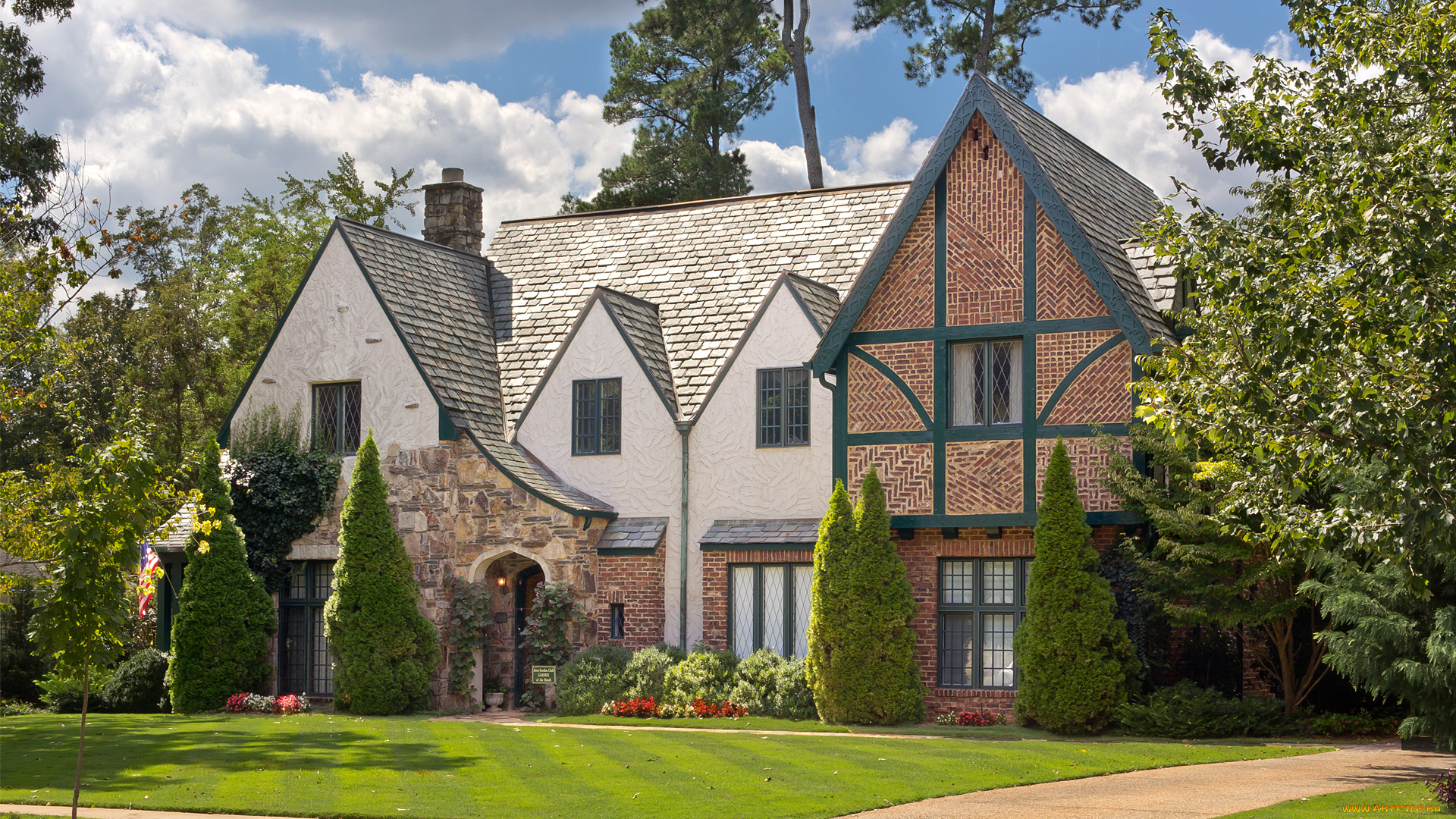 города, -, здания, , дома, трава, ландшафт, особняк, дом